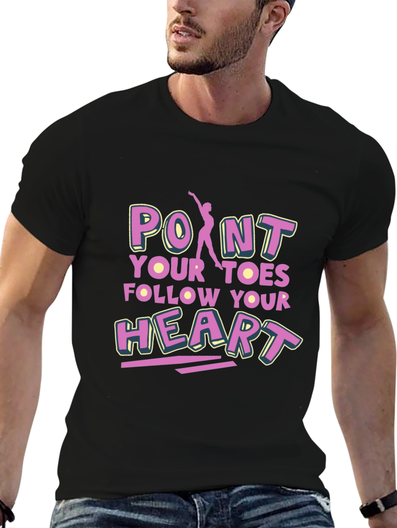 Point Your Toes Follow Your Heart Black T-Shirt
