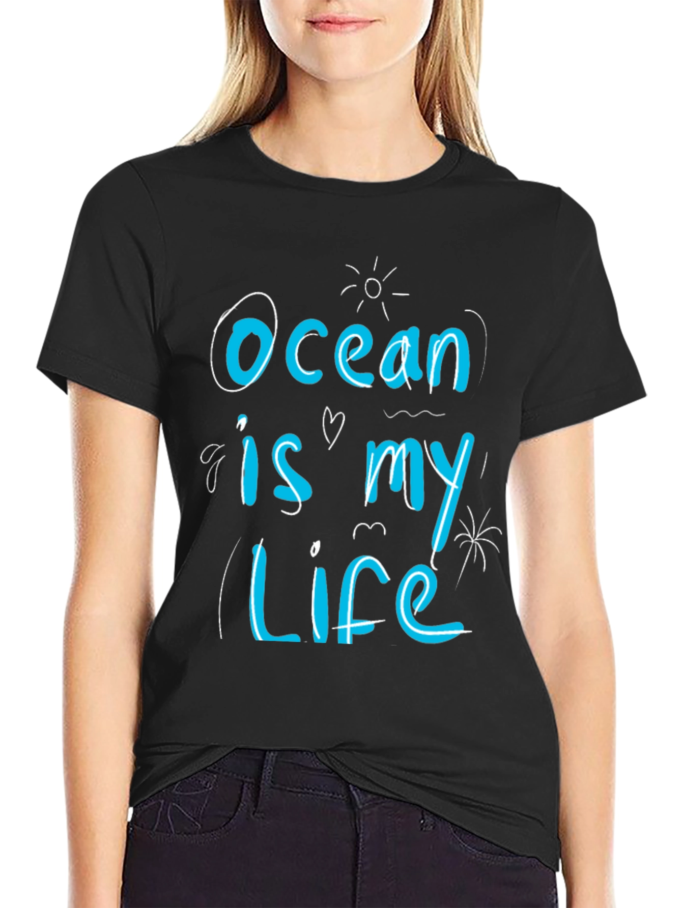Ocean is My Life Graphic Tee - Black