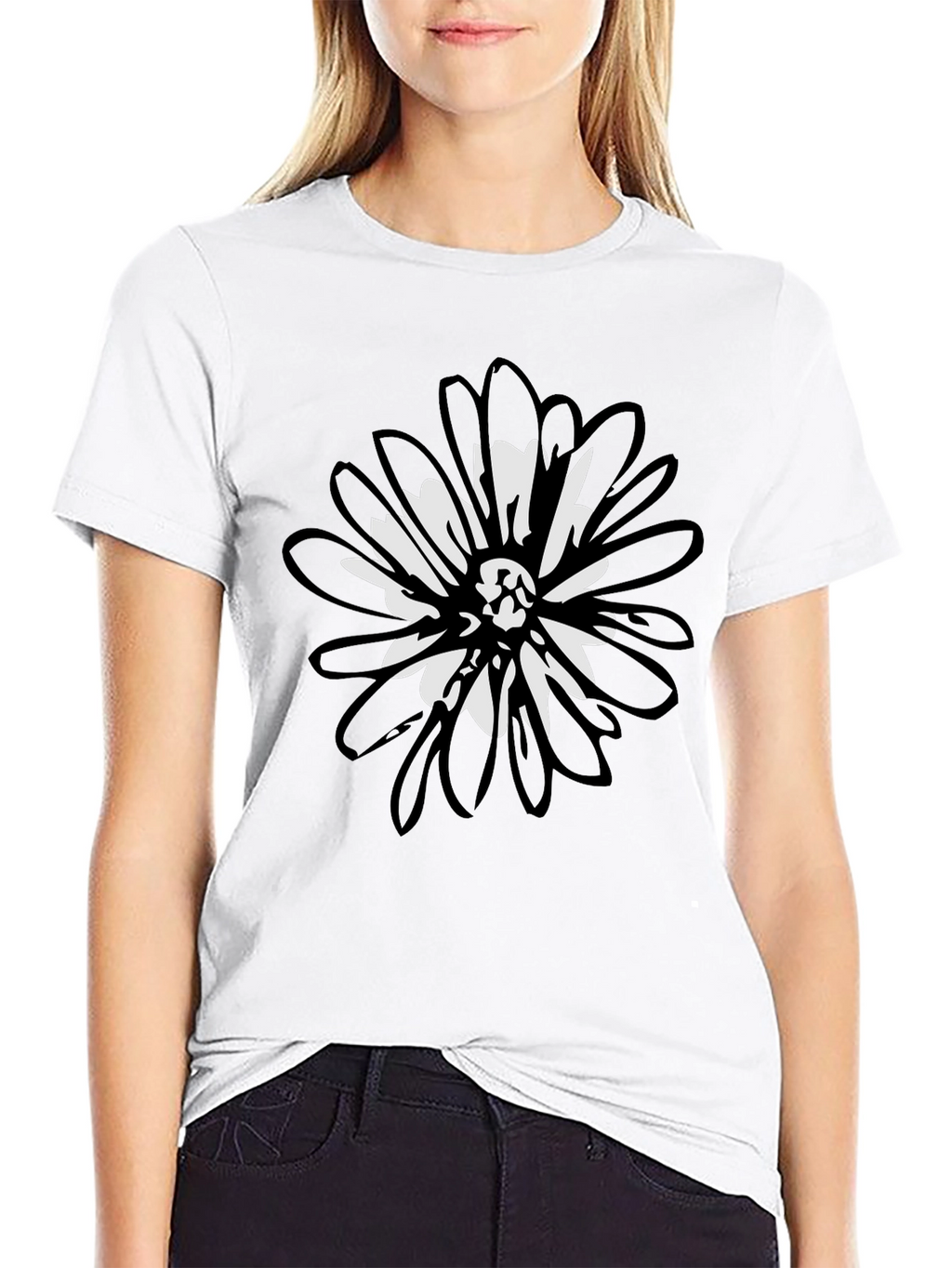 Black Floral Graphic T-Shirt - Casual Mens Tee
