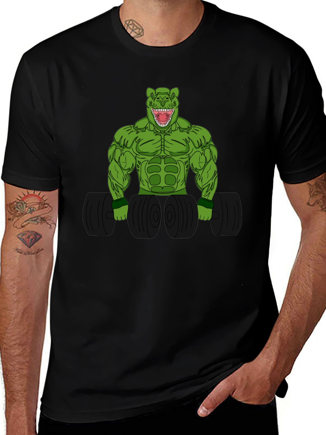 Dino Gym T-Shirt - Black Cotton Tee