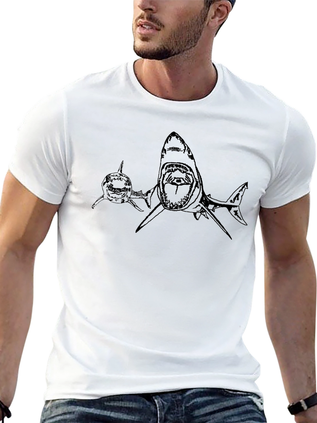 Shark Graphic Print Mens T-Shirt