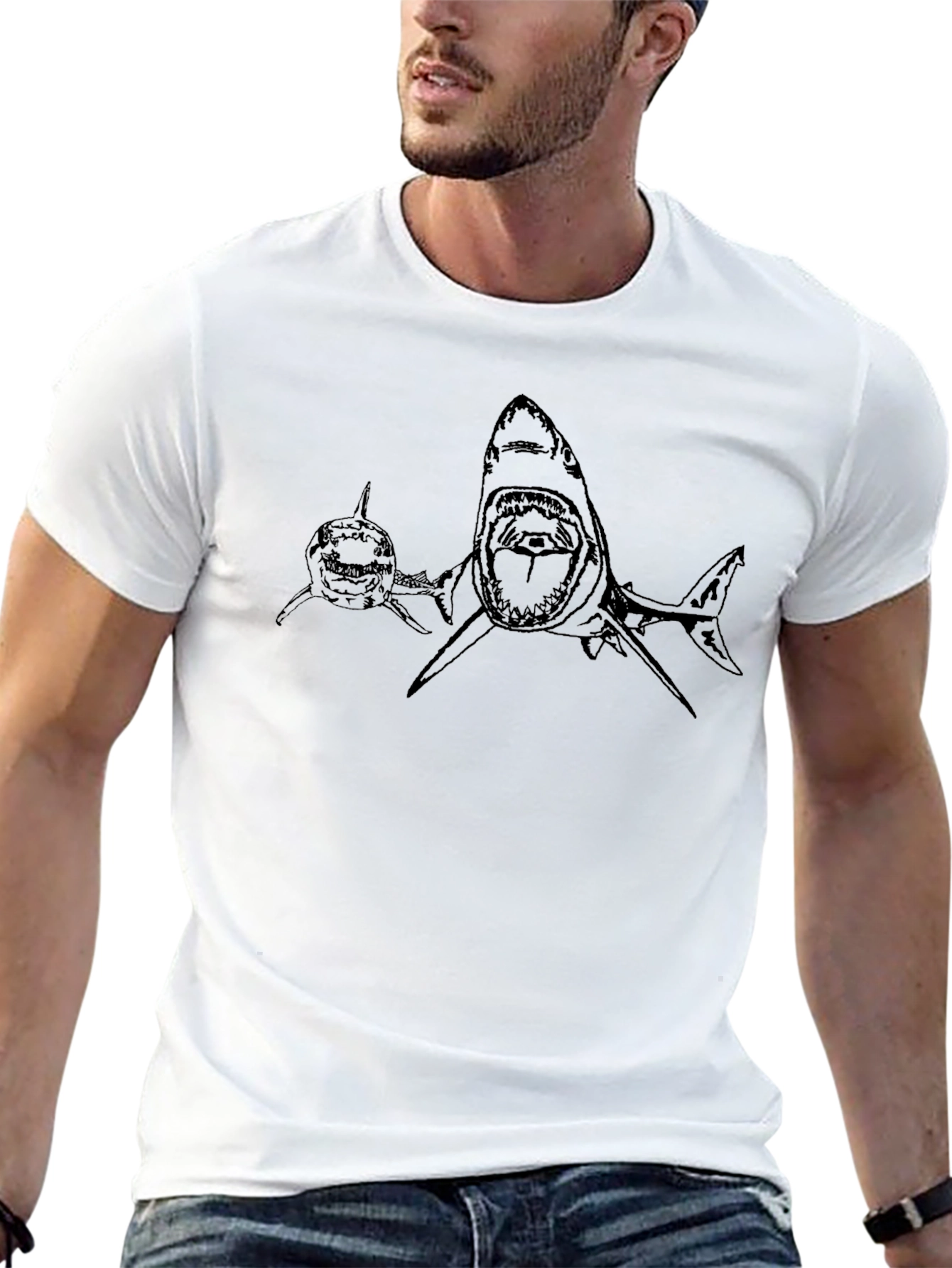 Shark Graphic Print Mens T-Shirt