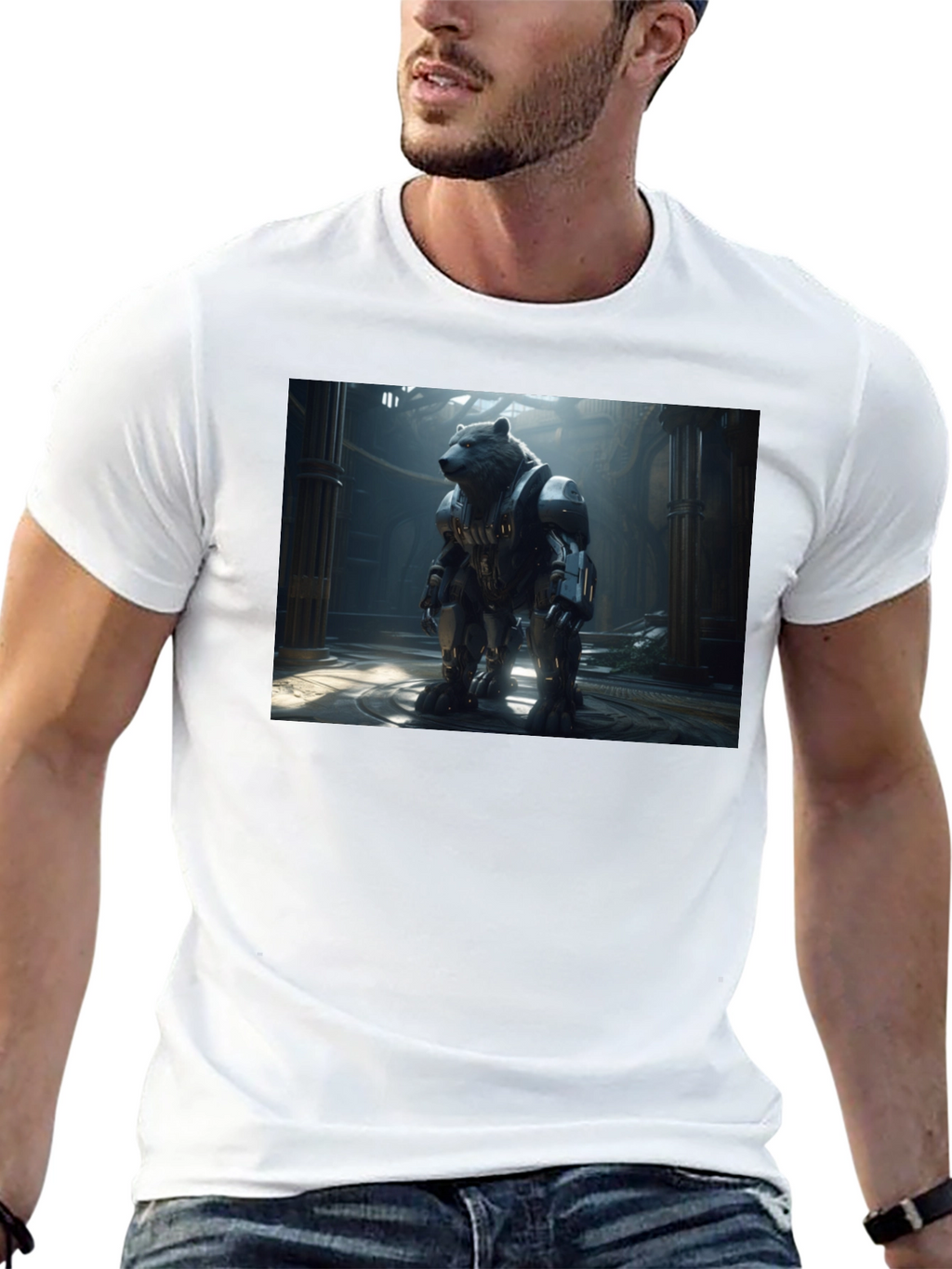 Robo Bear T-Shirt - Futuristic Animal Tee