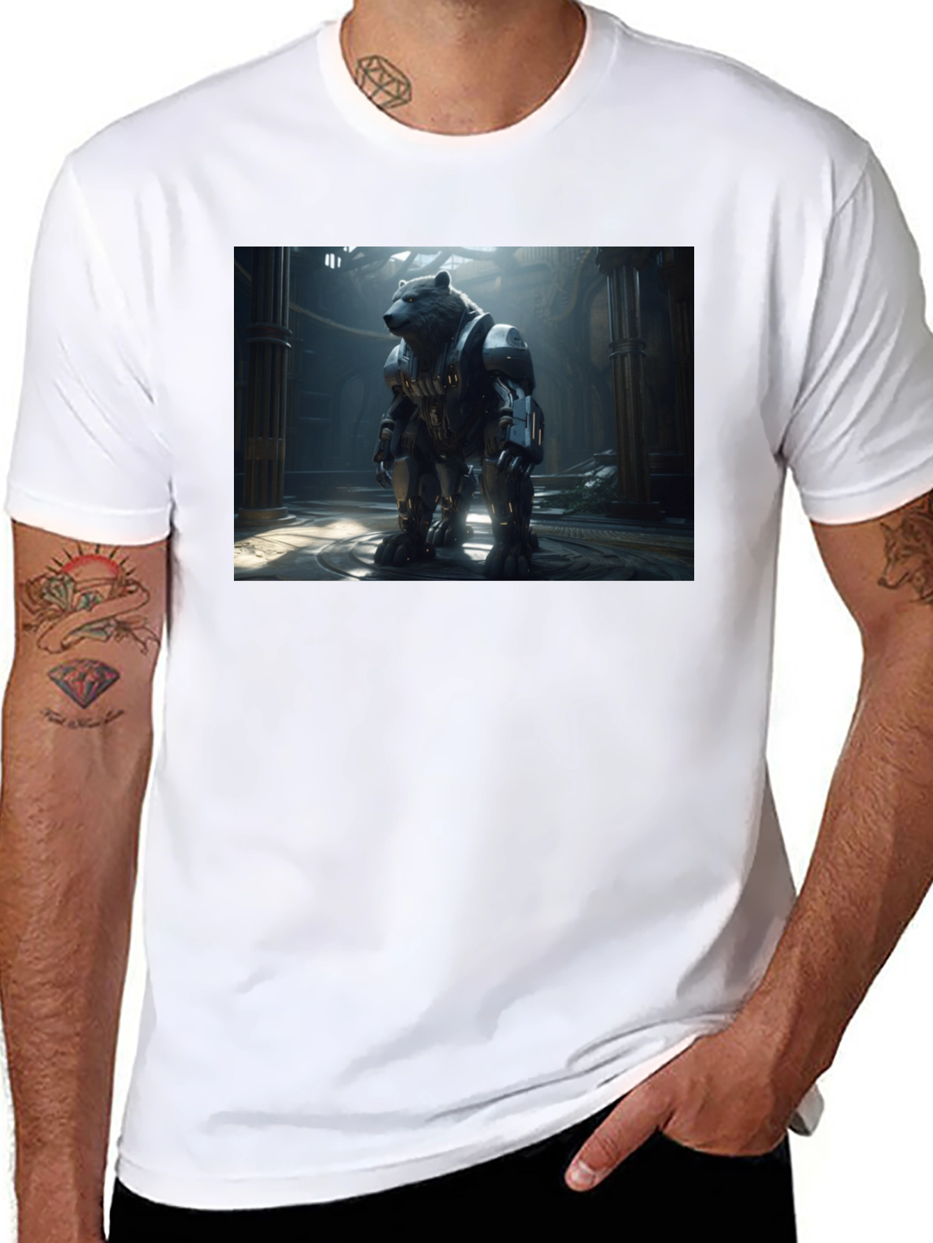 Robo Bear T-Shirt - Futuristic Animal Tee