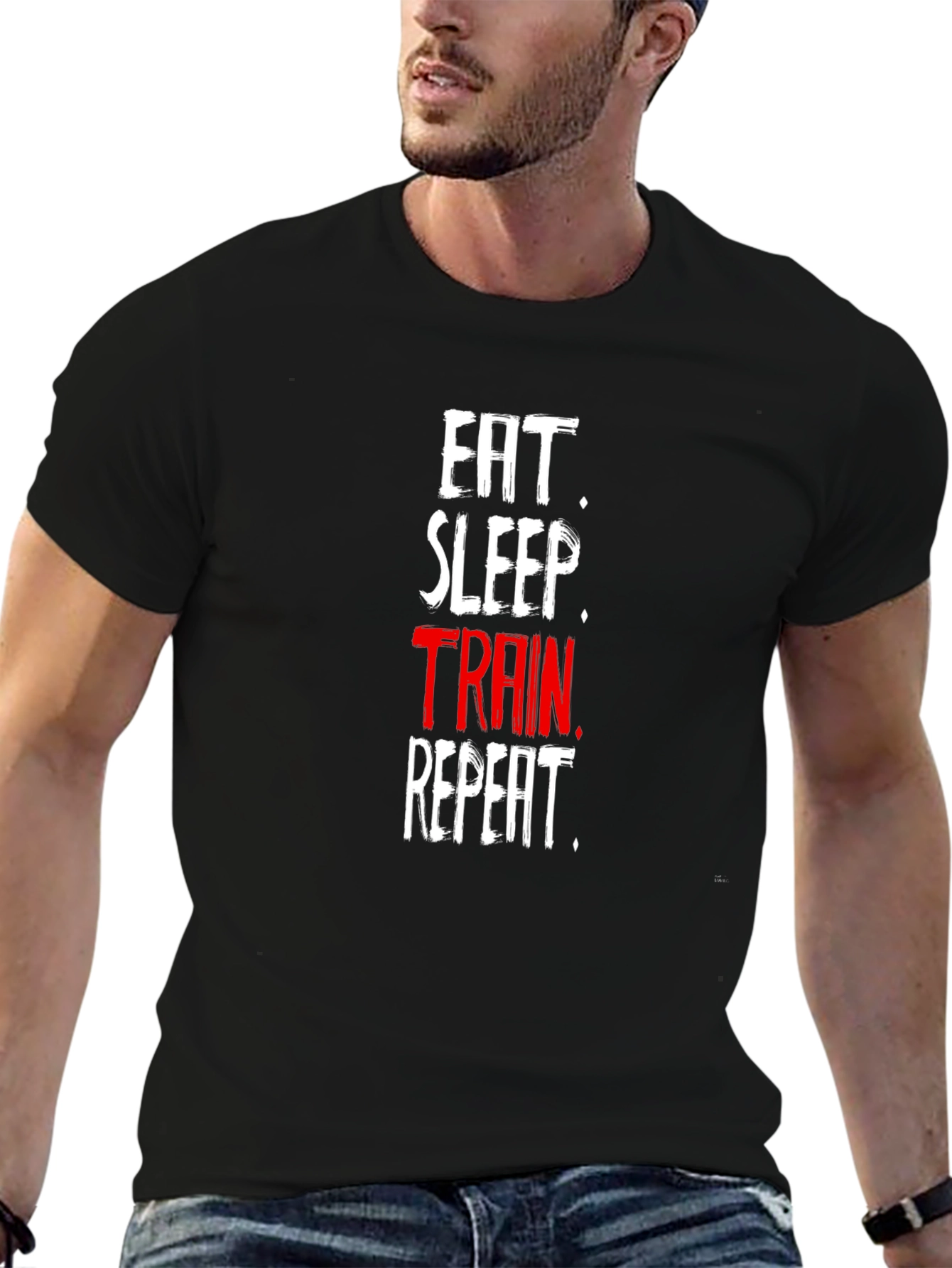 Eat Sleep Train Repeat Black T-Shirt