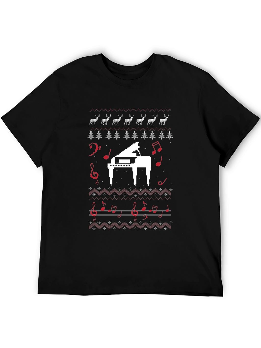 Musical Piano Christmas Pattern T-Shirt