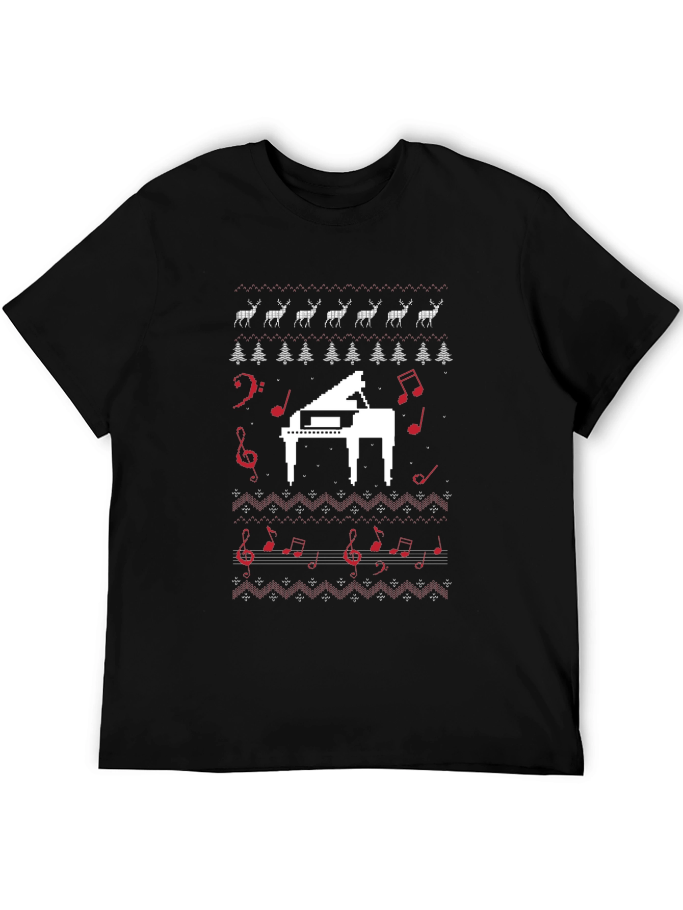 Musical Piano Christmas Pattern T-Shirt
