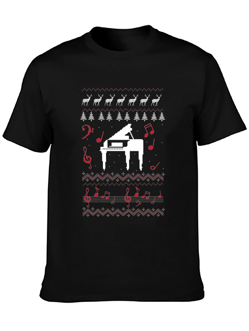 Musical Piano Christmas Pattern T-Shirt