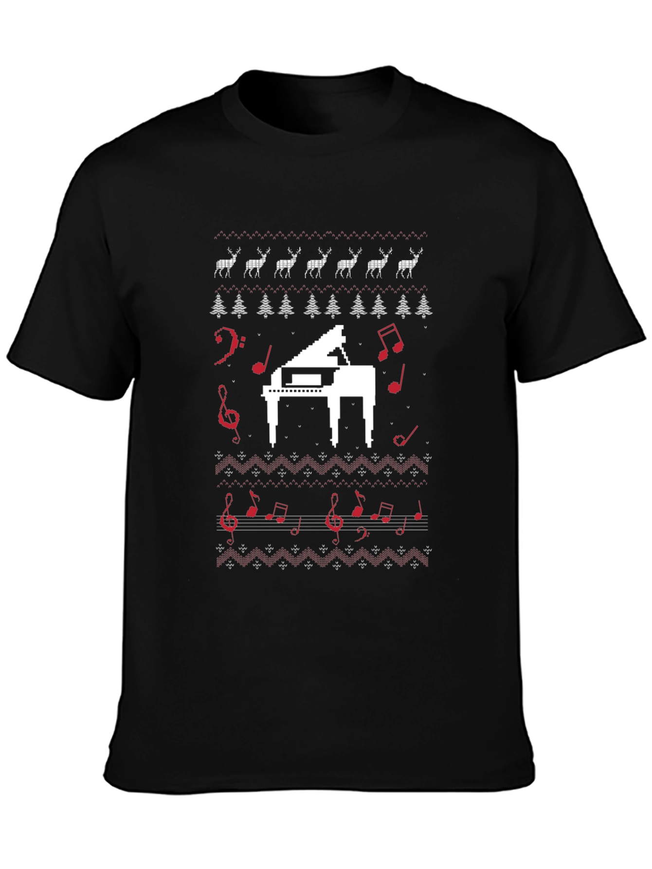 Musical Piano Christmas Pattern T-Shirt