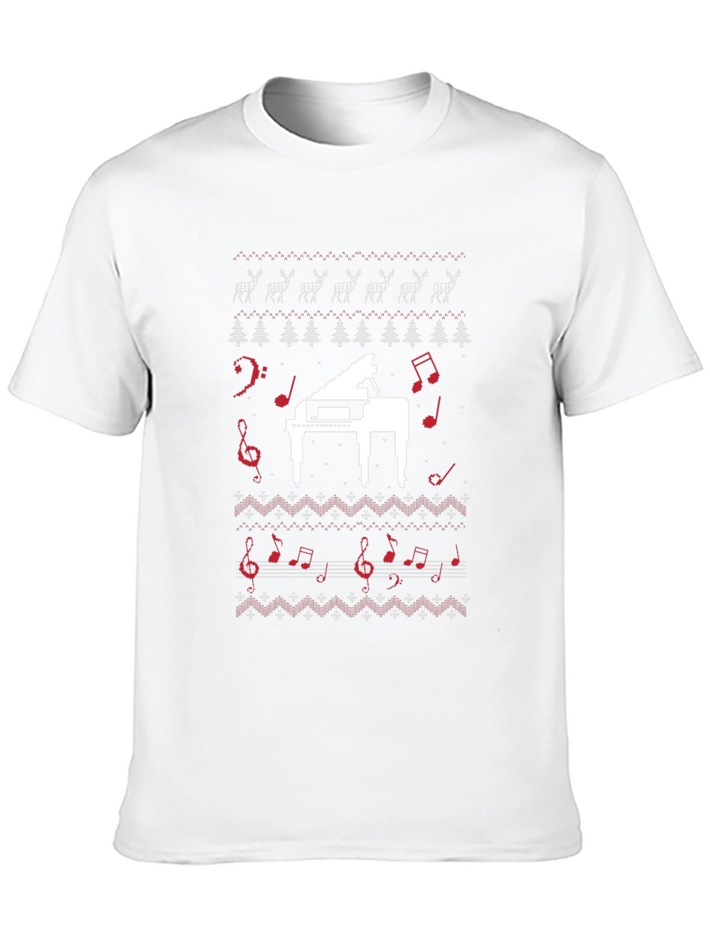 Musical Piano Christmas Pattern T-Shirt