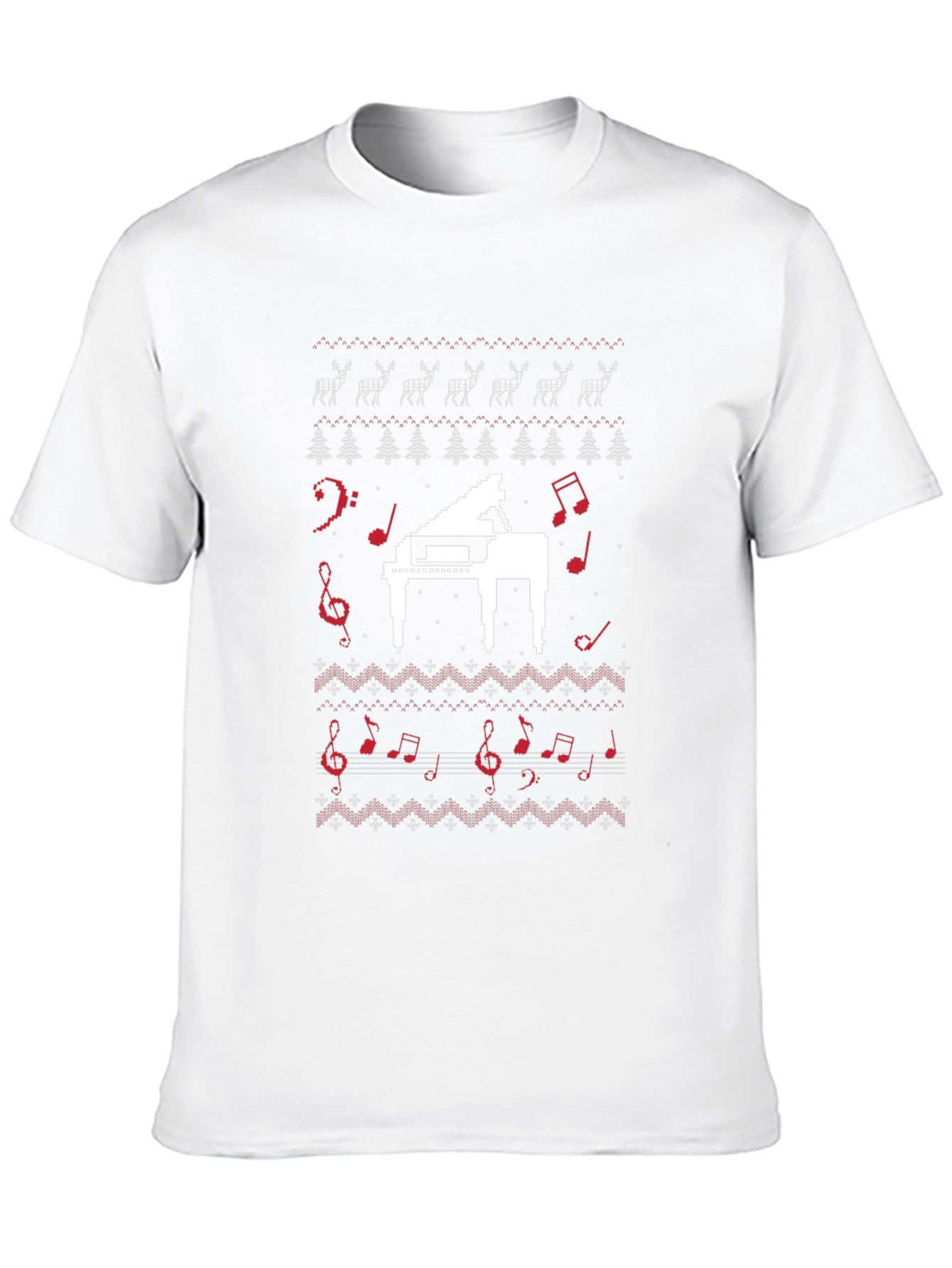 Musical Piano Christmas Pattern T-Shirt