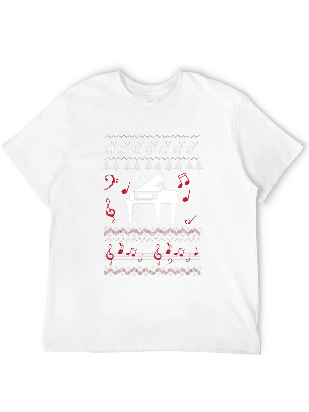 Musical Piano Christmas Pattern T-Shirt