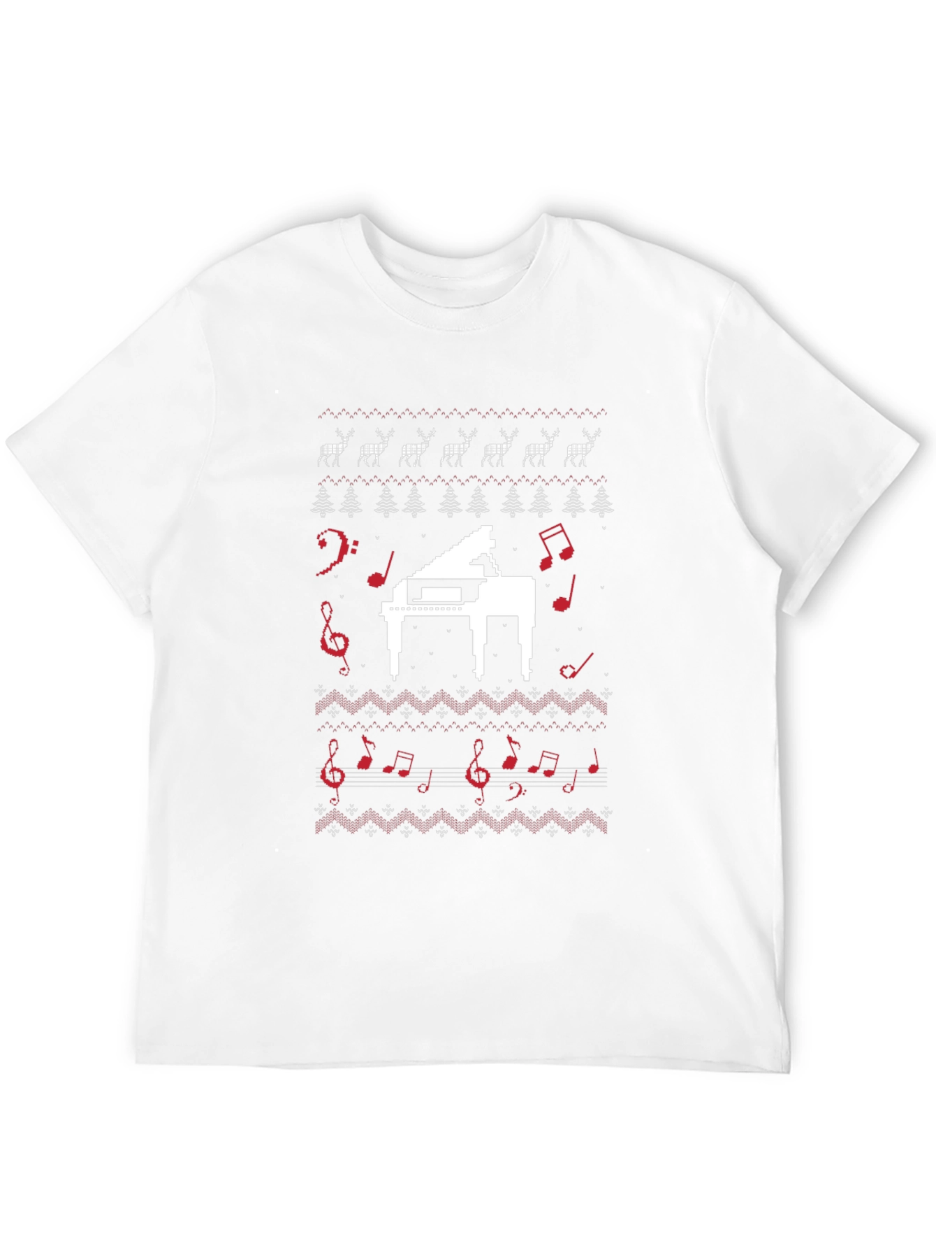 Musical Piano Christmas Pattern T-Shirt