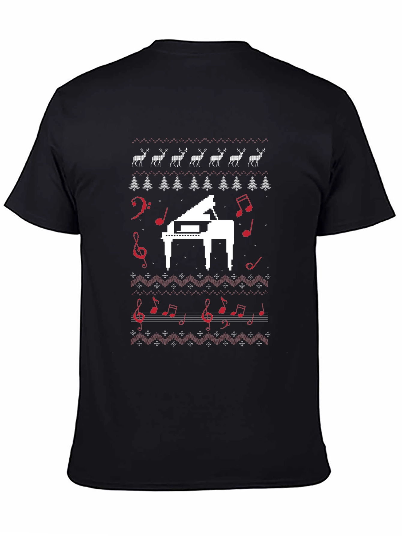 Musical Piano Christmas Pattern T-Shirt