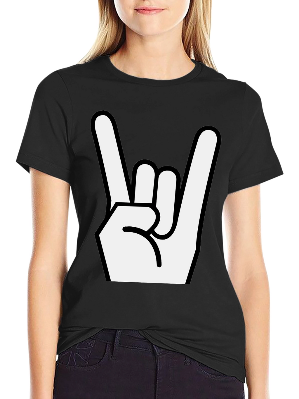Rock On Gesture Black T-Shirt