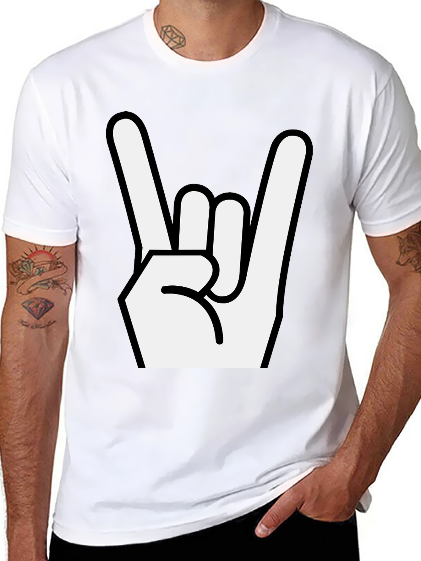 Rock On Gesture Black T-Shirt