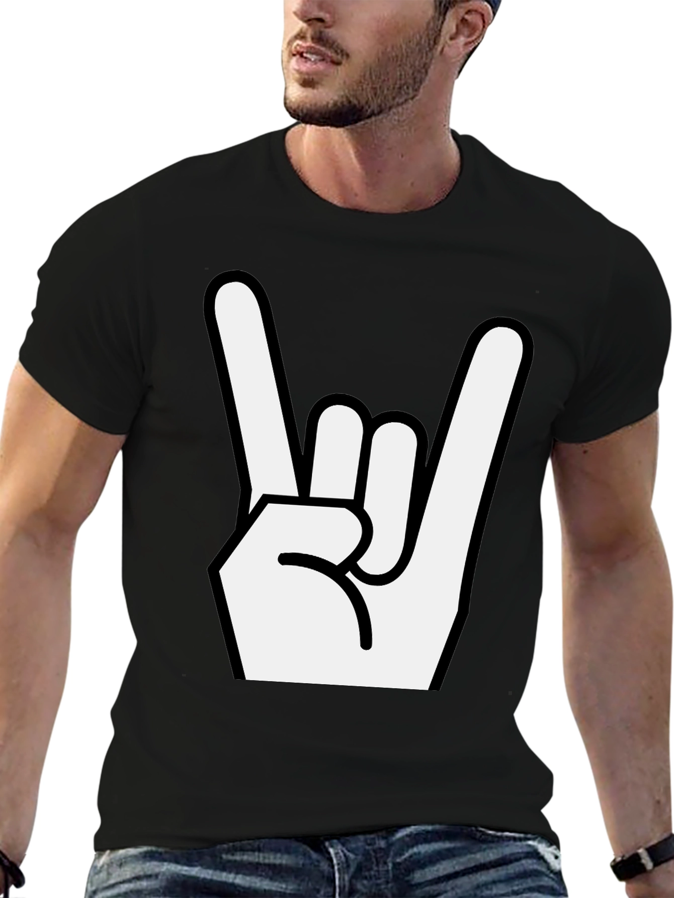 Rock On Gesture Black T-Shirt