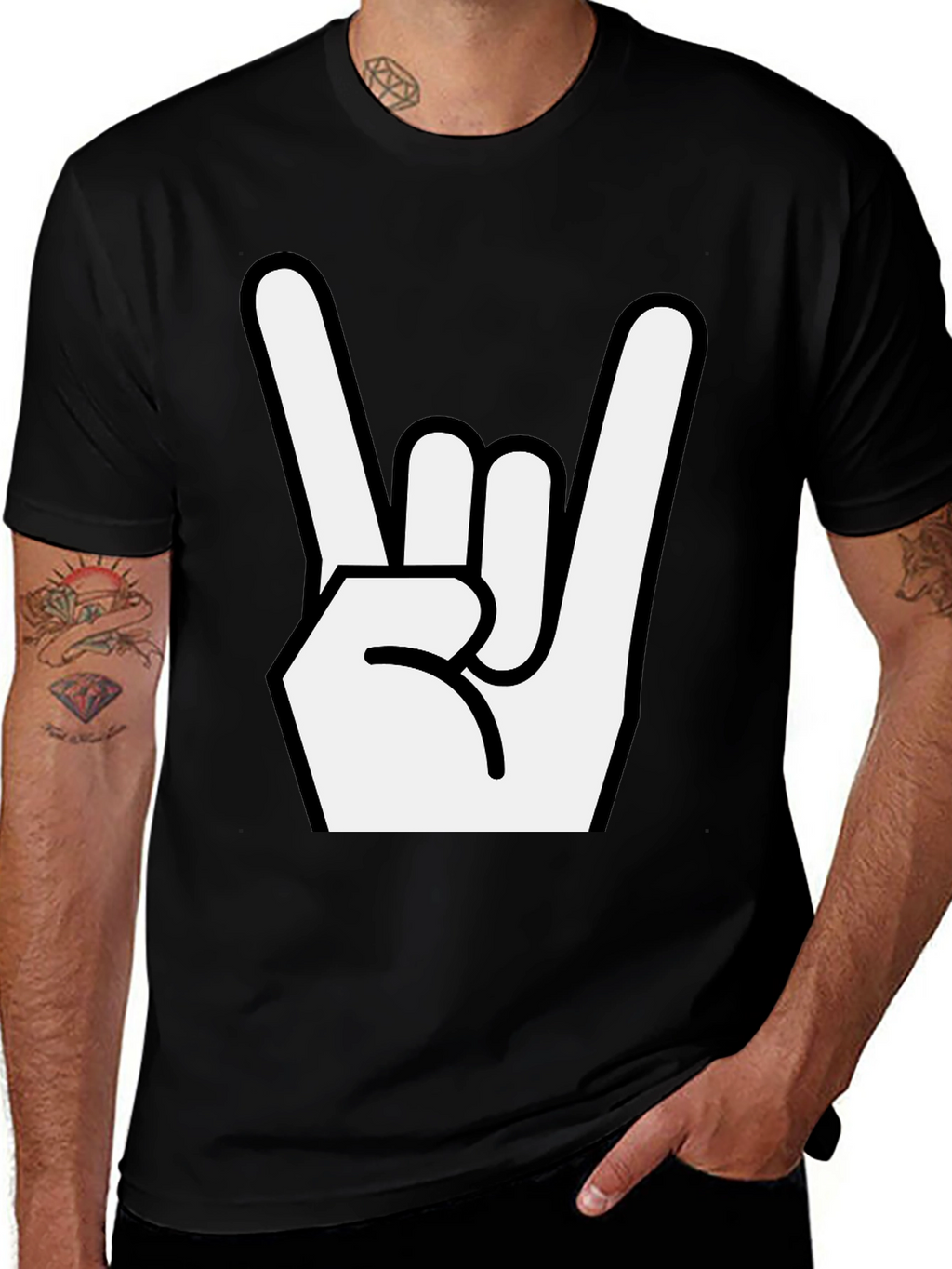 Rock On Gesture Black T-Shirt