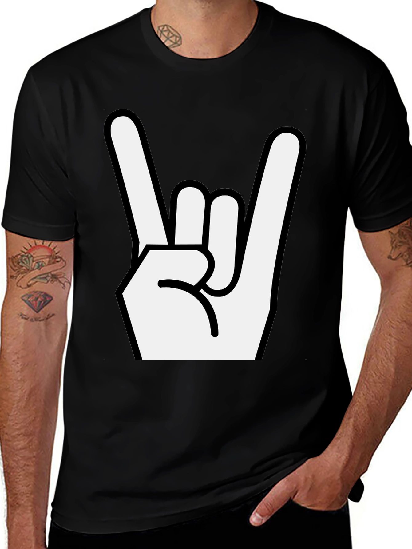 Rock On Gesture Black T-Shirt