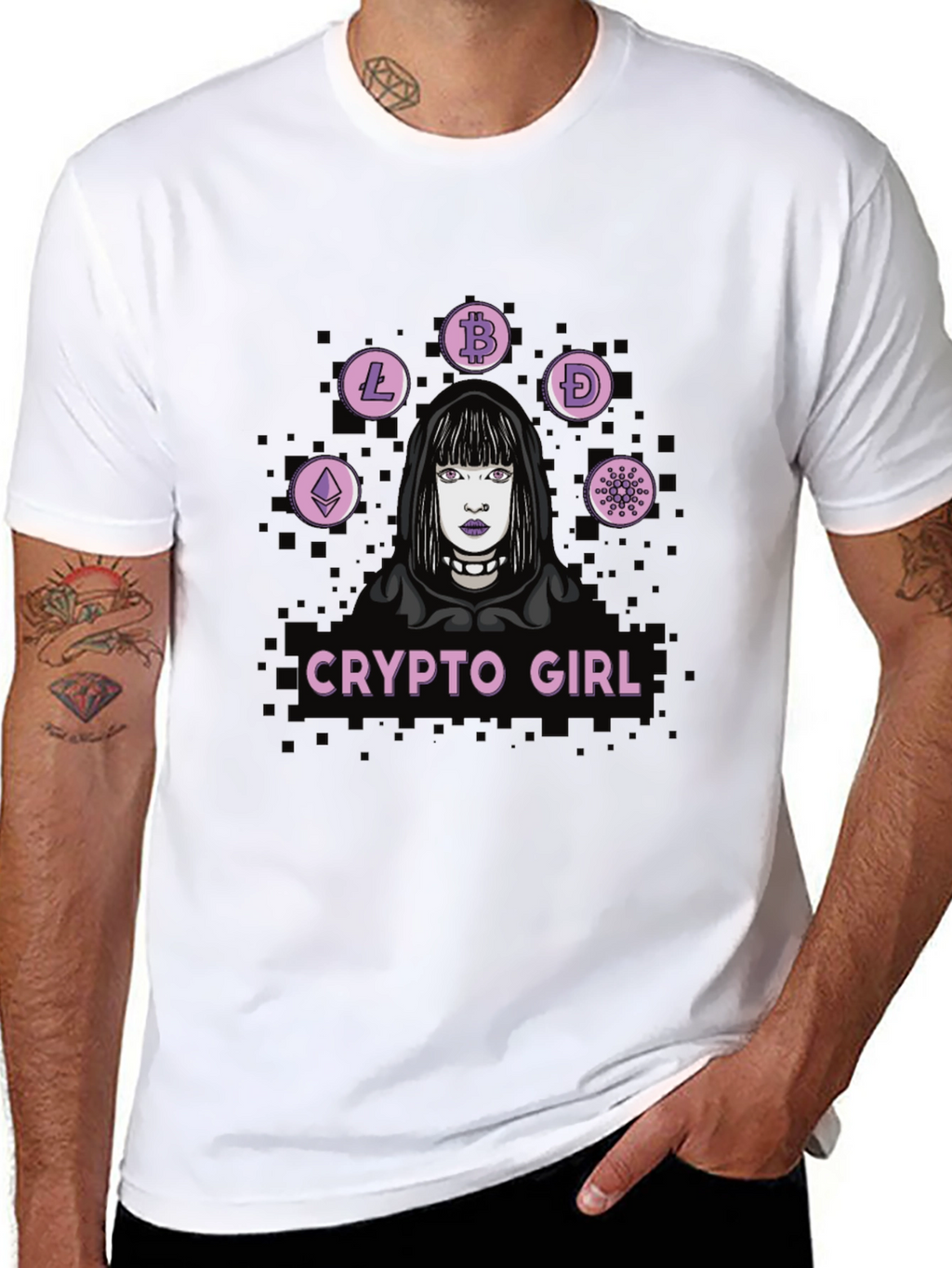 Crypto Girl Black Graphic T-Shirt