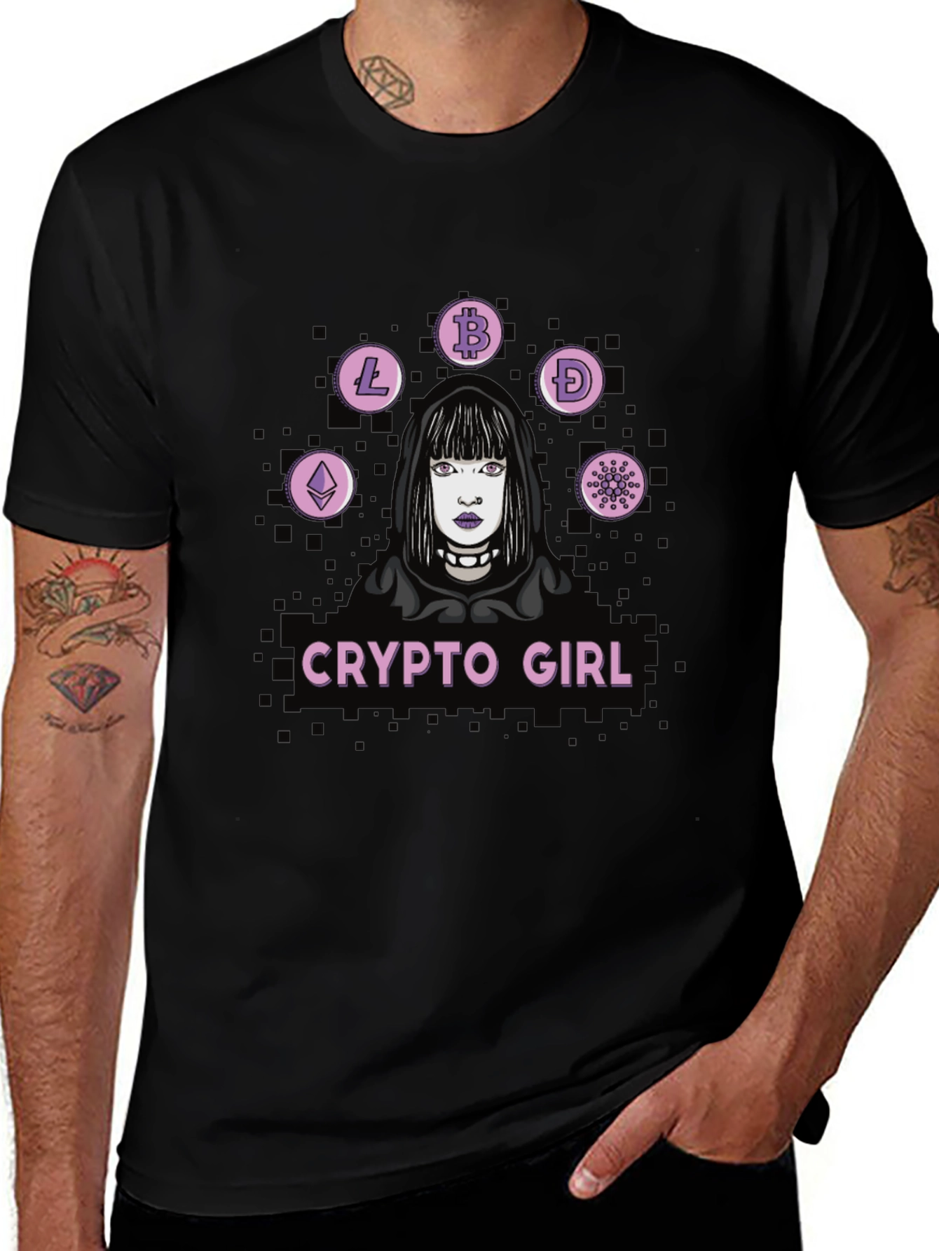 Crypto Girl Black Graphic T-Shirt
