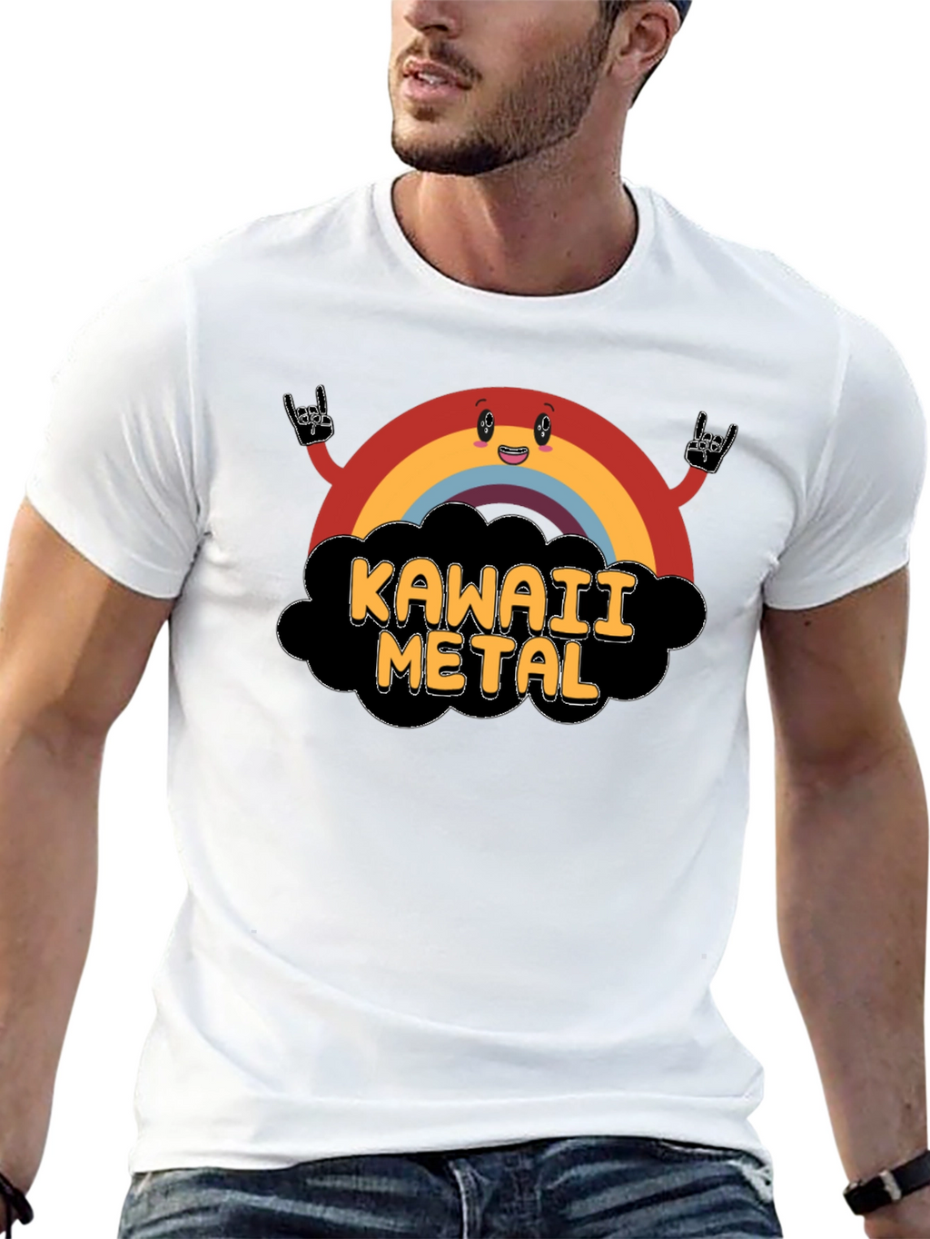 Kawaii Metal Rainbow Graphic T-Shirt