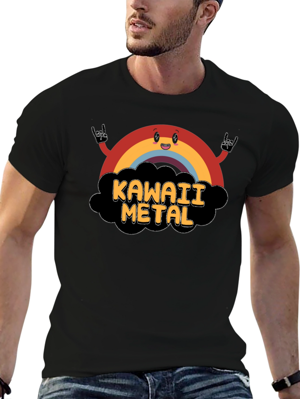 Kawaii Metal Rainbow Graphic T-Shirt