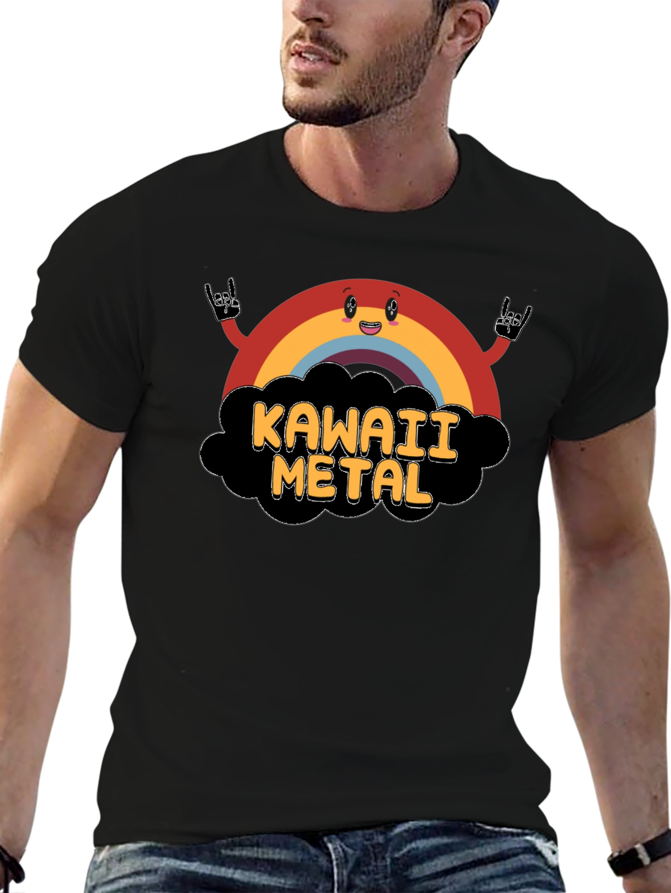 Kawaii Metal Rainbow Graphic T-Shirt
