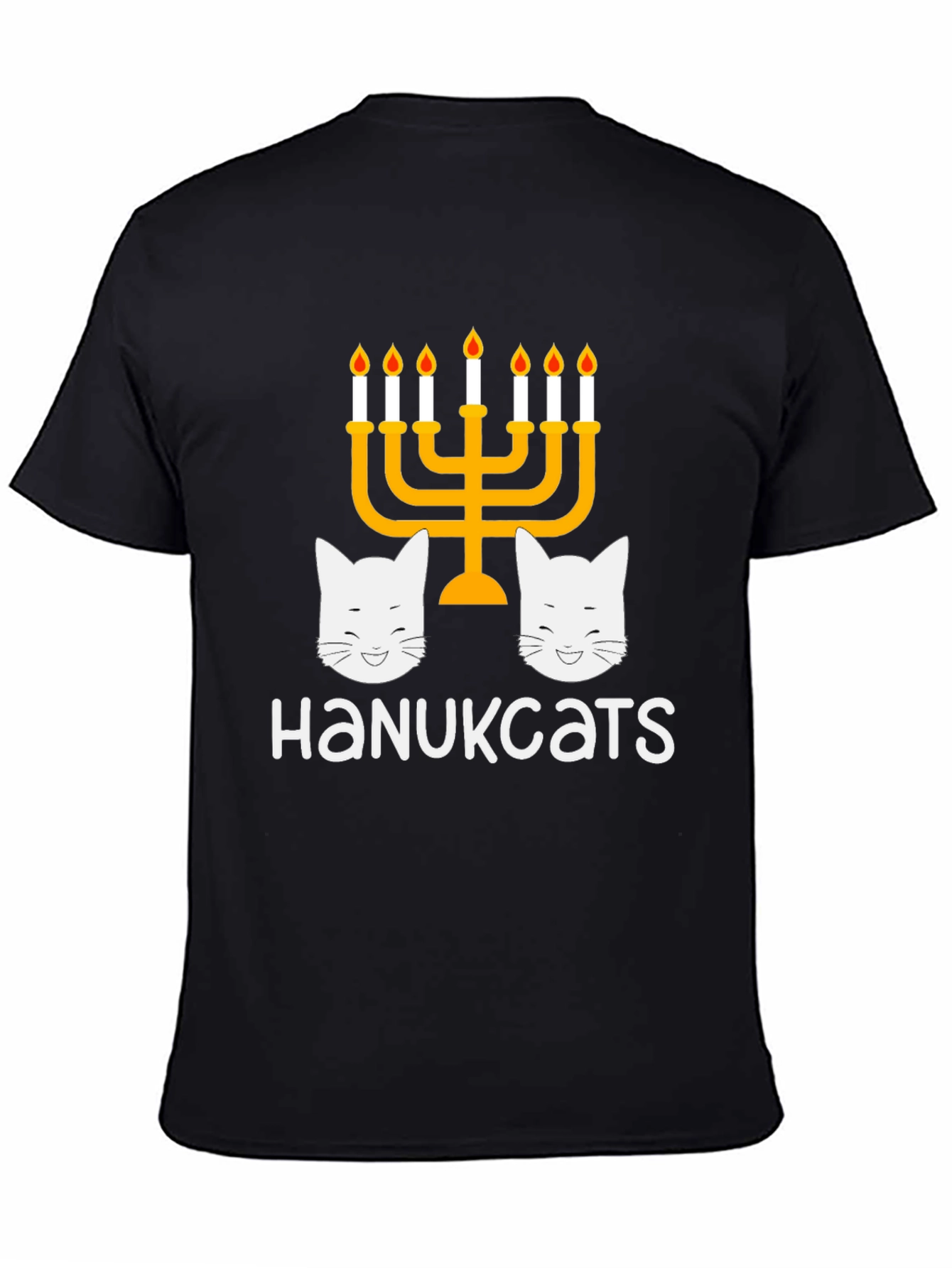 Hanukkah Cats Menorah Graphic T-Shirt