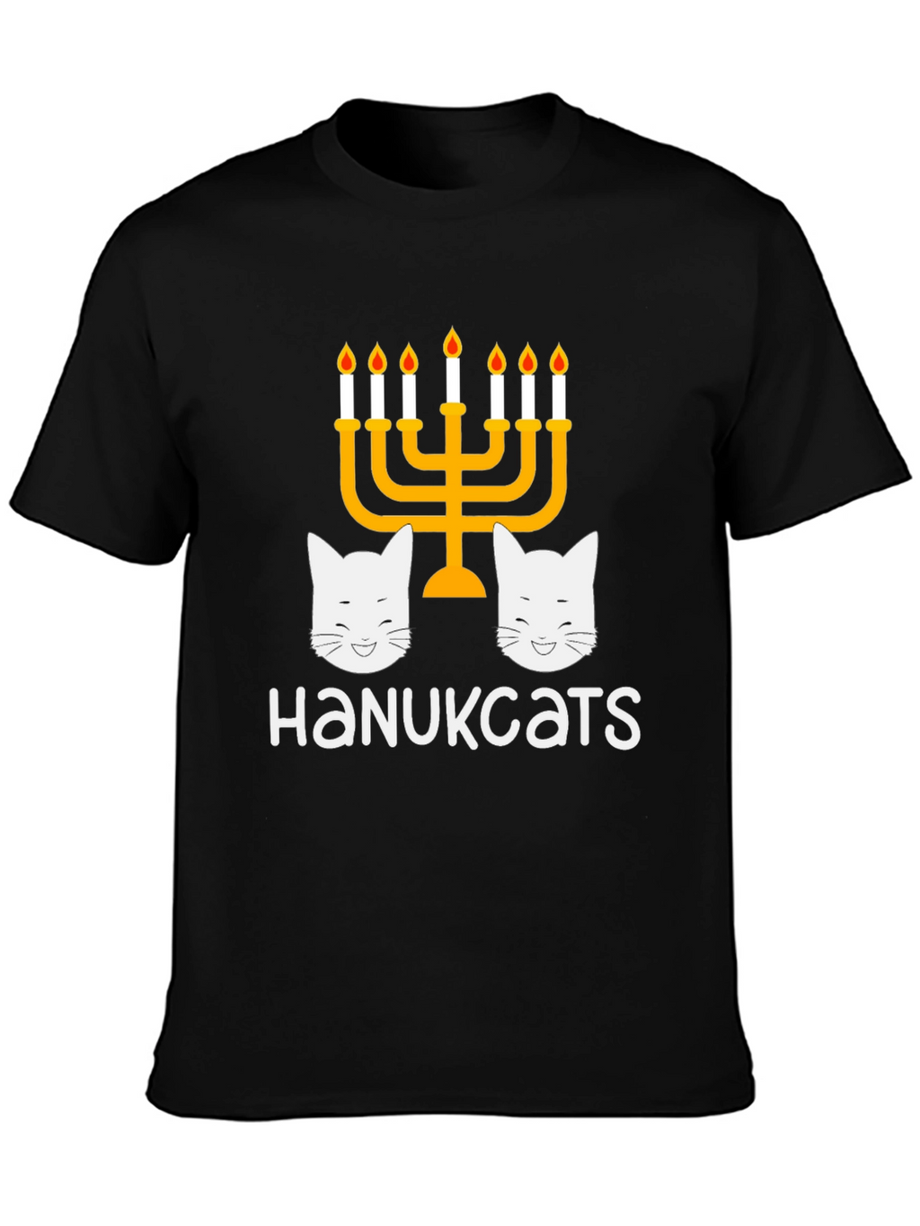 Hanukkah Cats Menorah Graphic T-Shirt