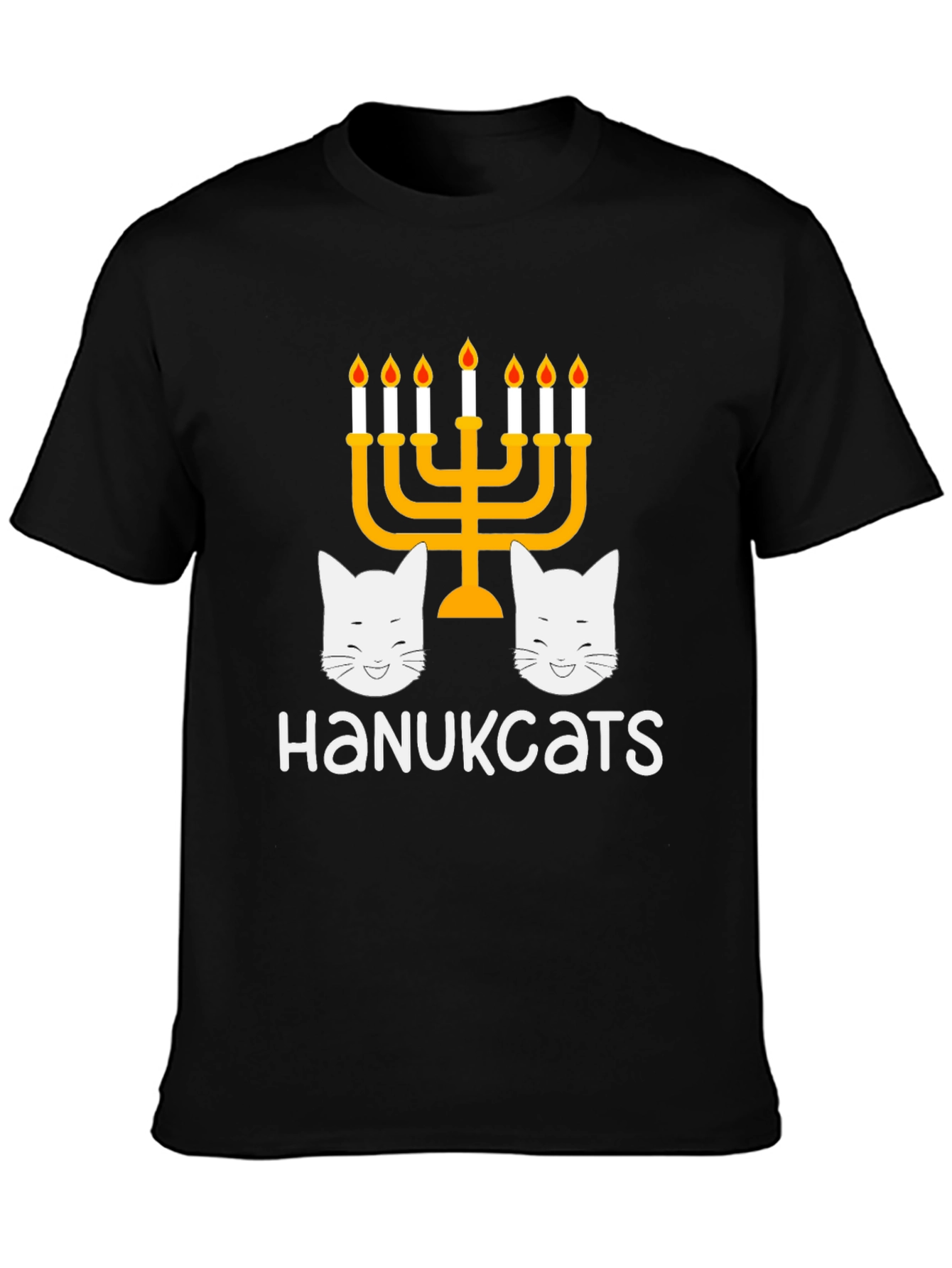 Hanukkah Cats Menorah Graphic T-Shirt