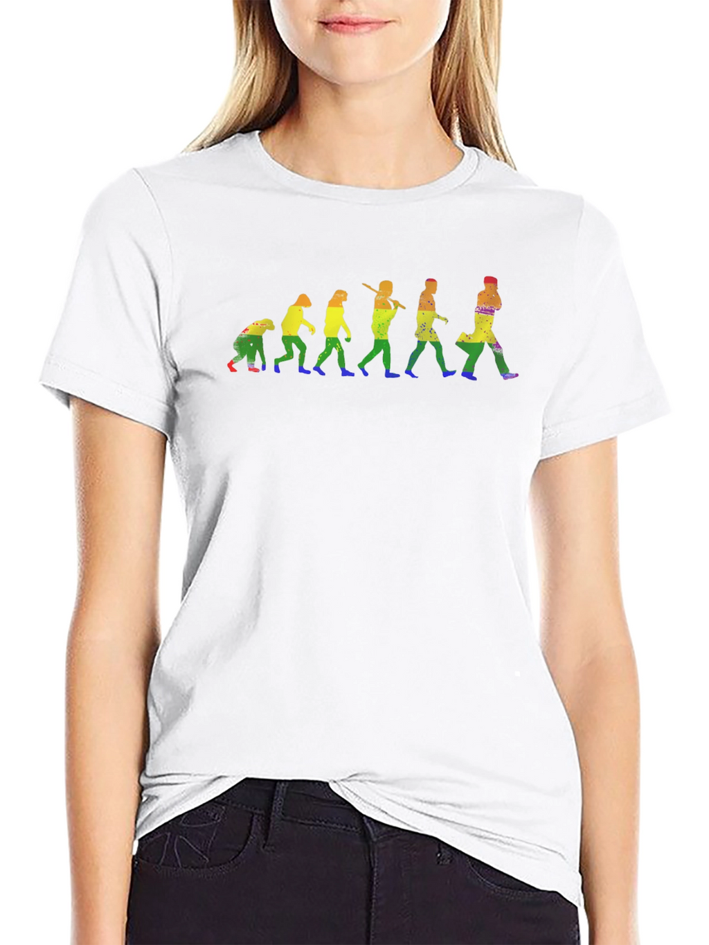 Evolution of Man Rainbow Graphic T-Shirt