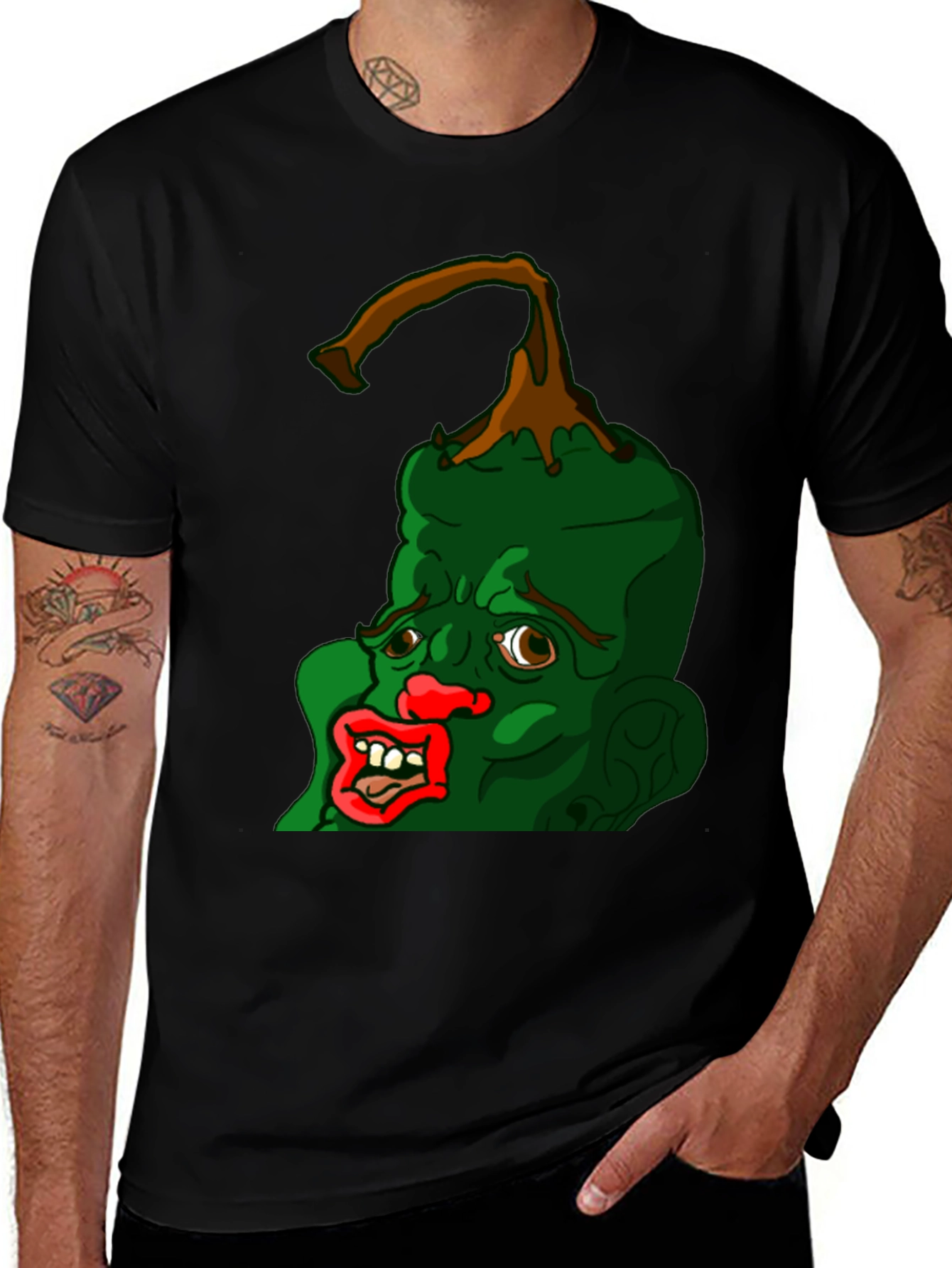 Grotesque Pepper Head Black T-Shirt