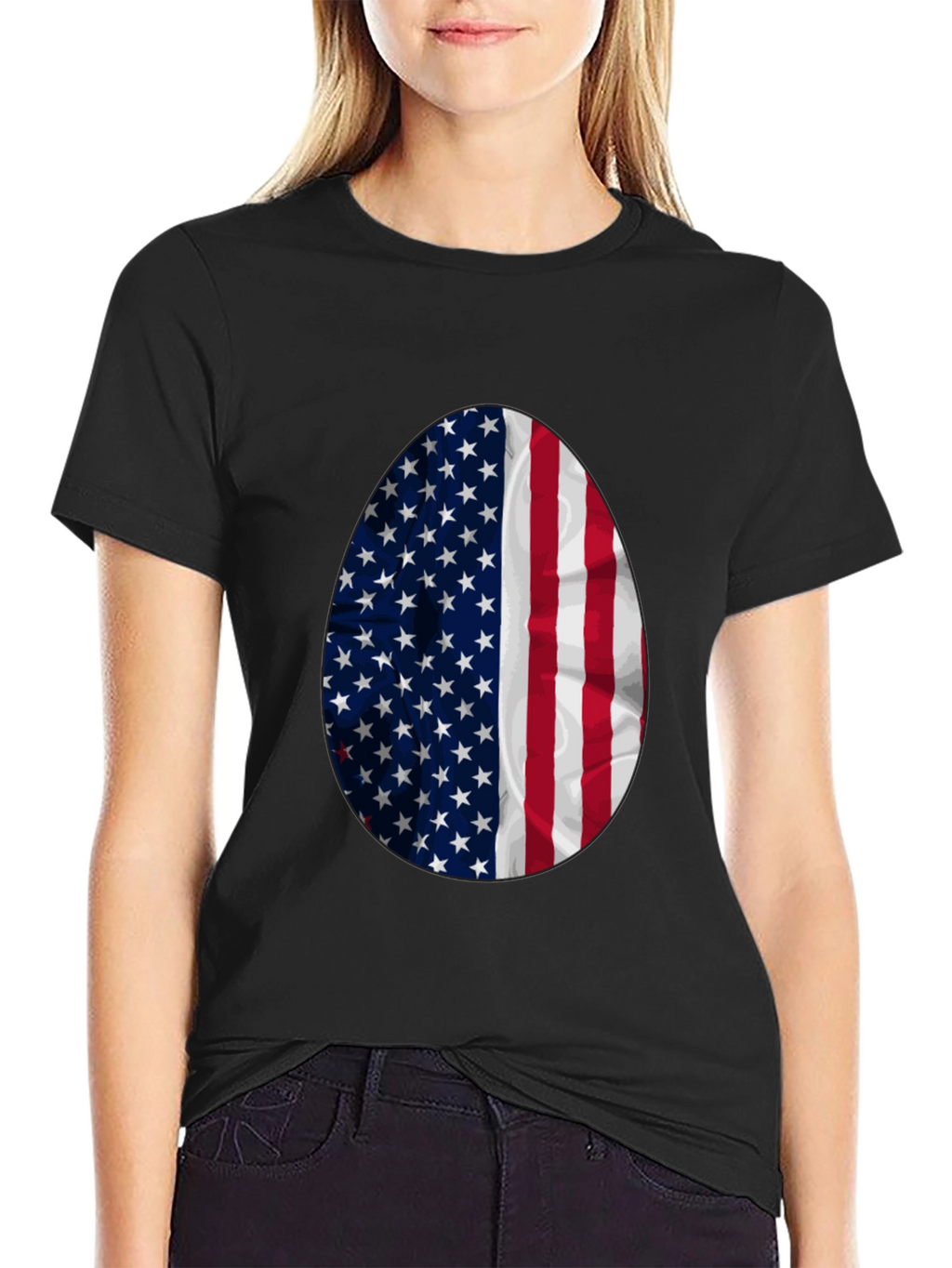 American Flag Egg Graphic Tee - Patriotic Easter T-Shirt