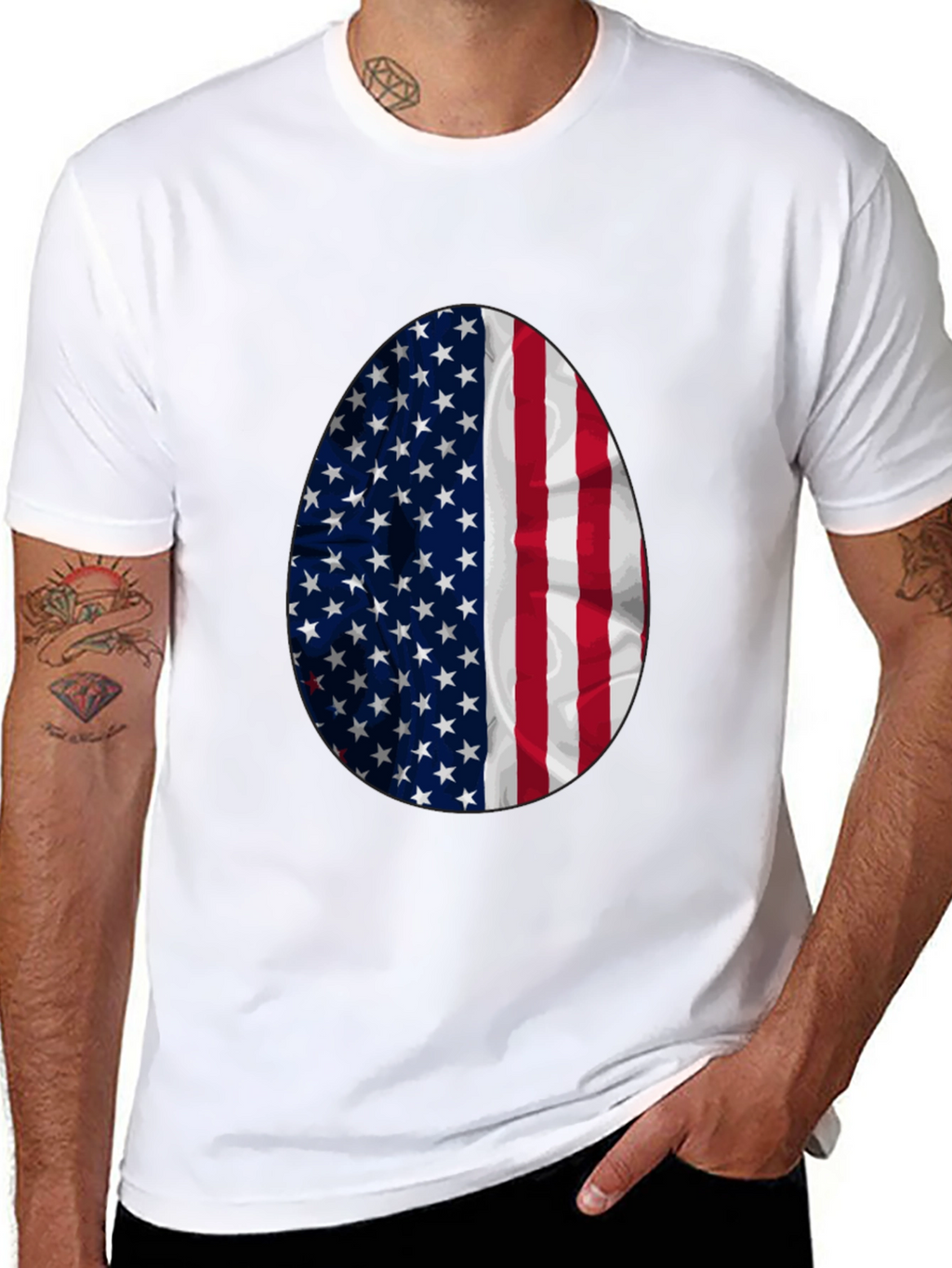 American Flag Egg Graphic Tee - Patriotic Easter T-Shirt