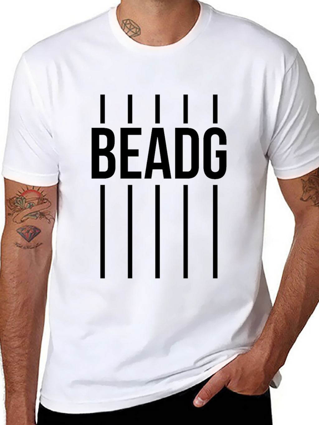 Black BEADG Graphic T-Shirt for Men