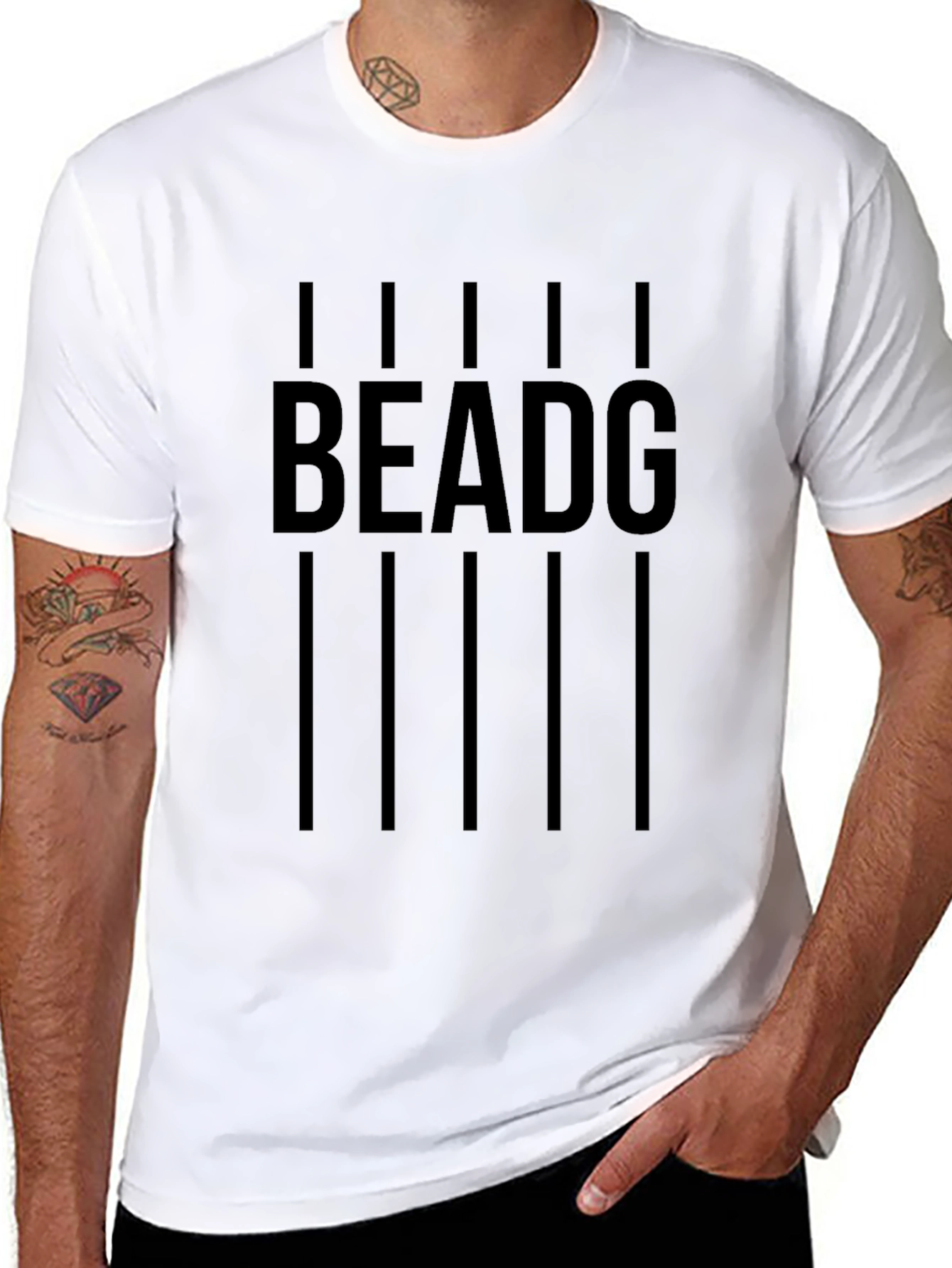 Black BEADG Graphic T-Shirt for Men
