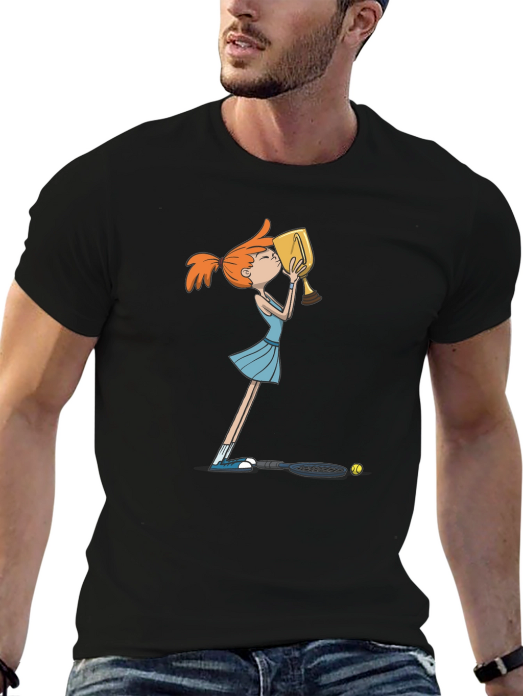 Tennis Winner Graphic T-Shirt - Black