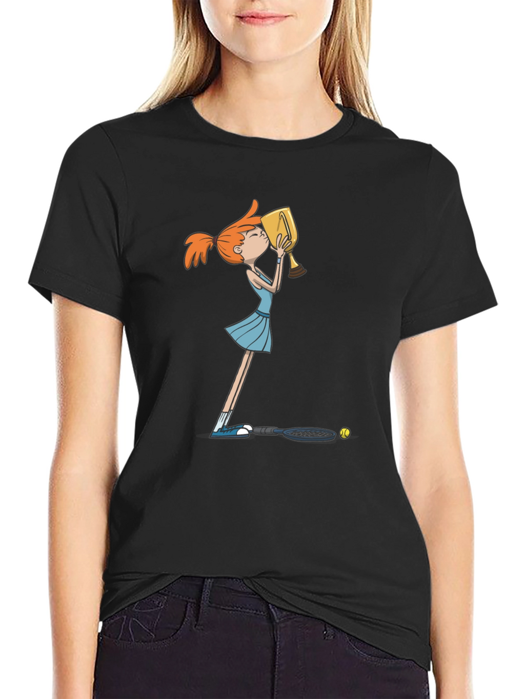 Tennis Winner Graphic T-Shirt - Black