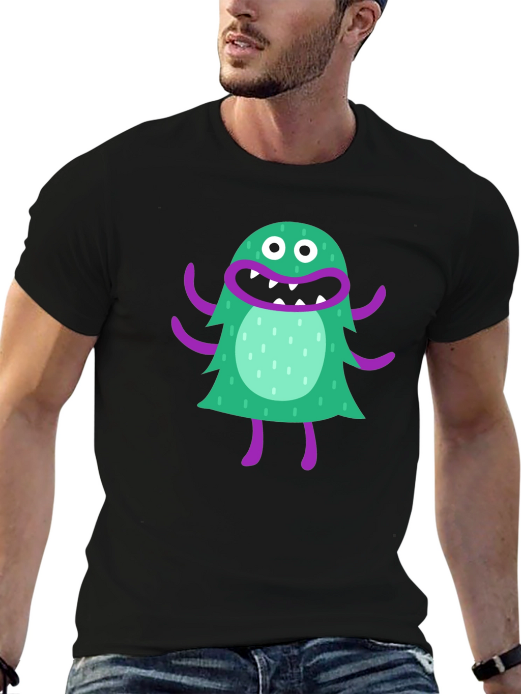 Monster Graphic Tee - Fun Black T-Shirt