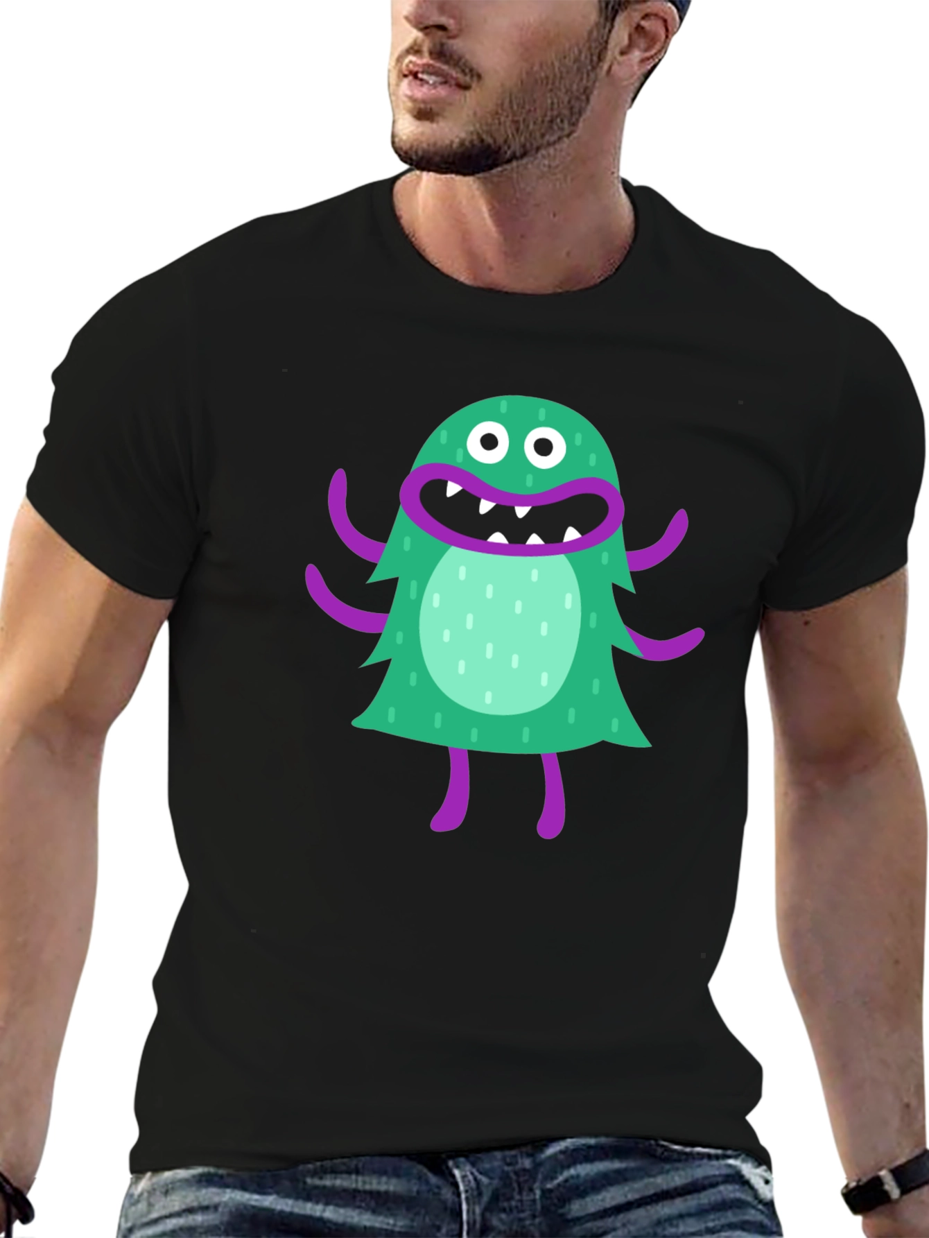 Monster Graphic Tee - Fun Black T-Shirt