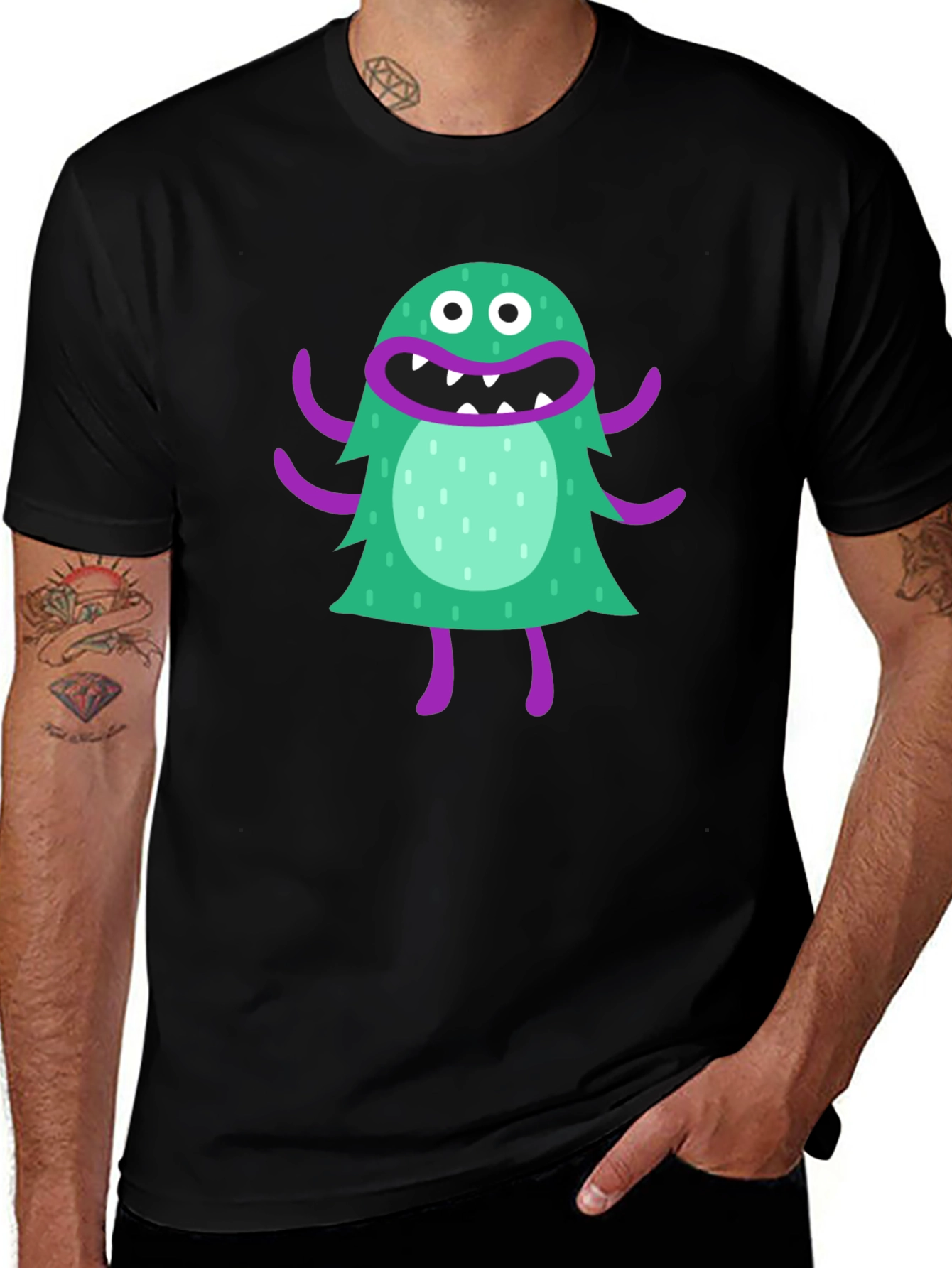Monster Graphic Tee - Fun Black T-Shirt