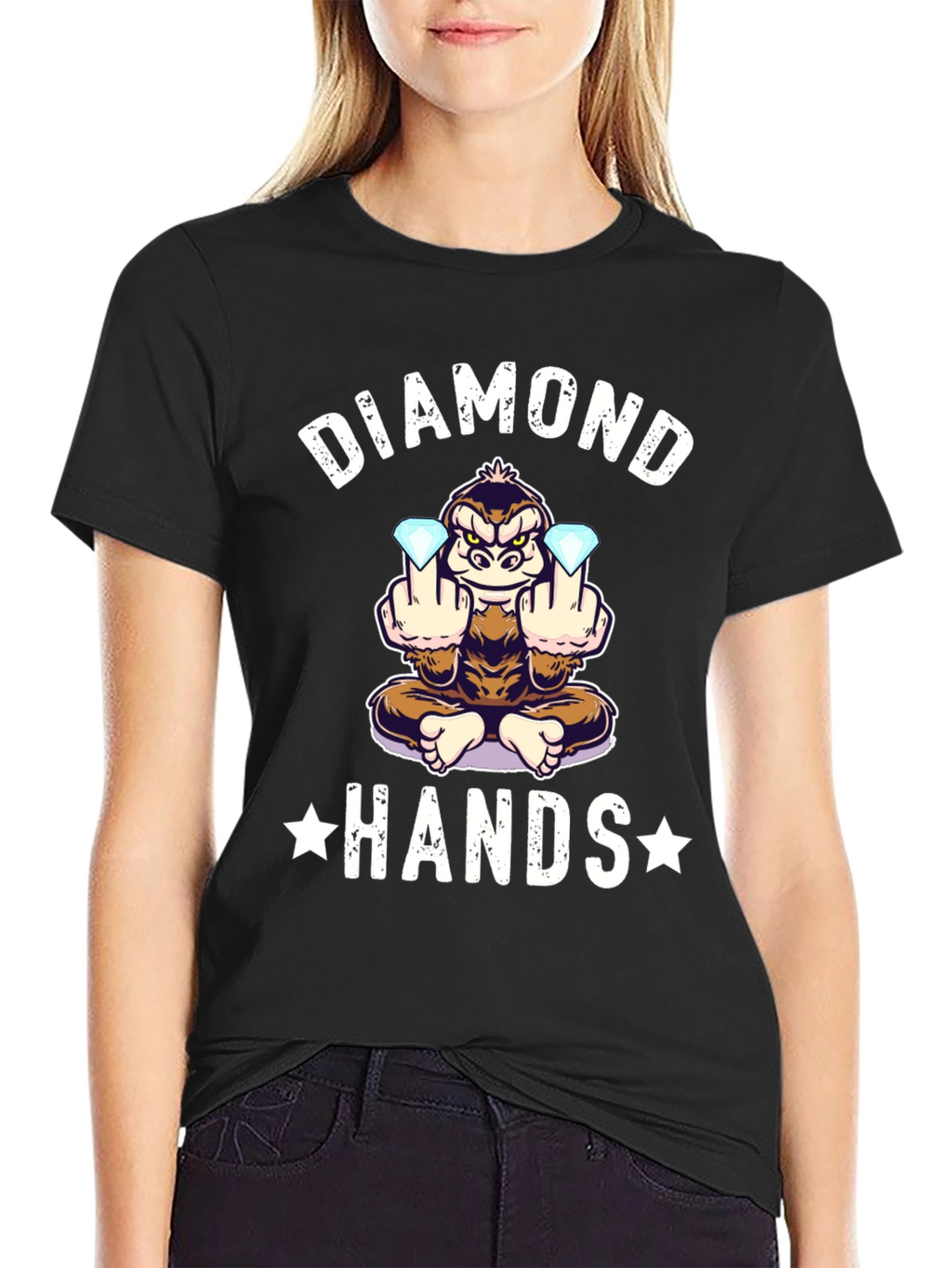 Diamond Hands Monkey T-Shirt - Black
