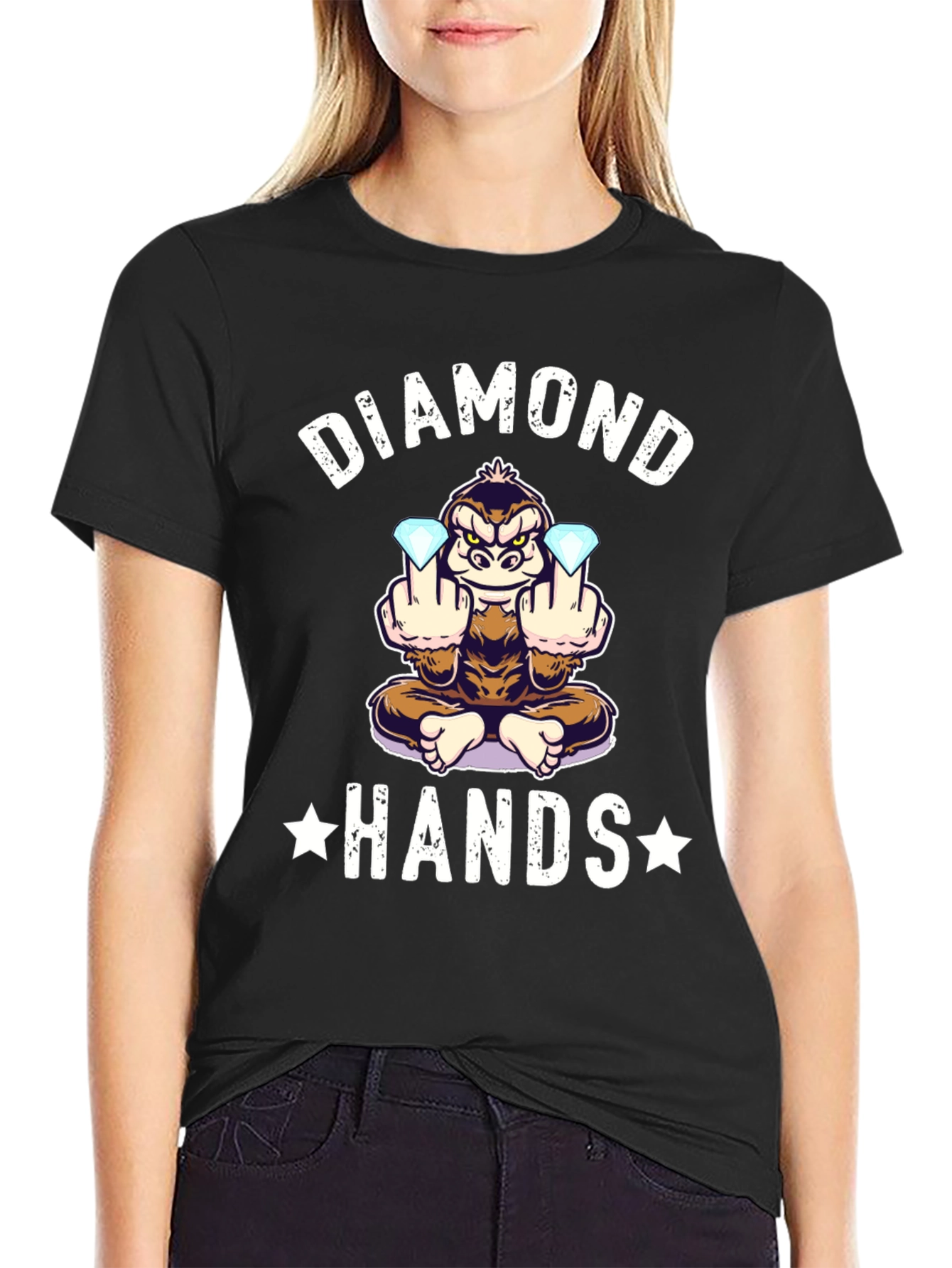 Diamond Hands Monkey T-Shirt - Black