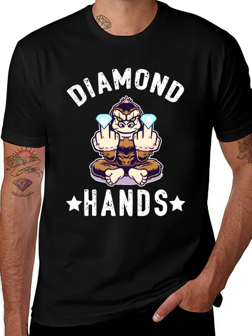 Diamond Hands Monkey T-Shirt - Black
