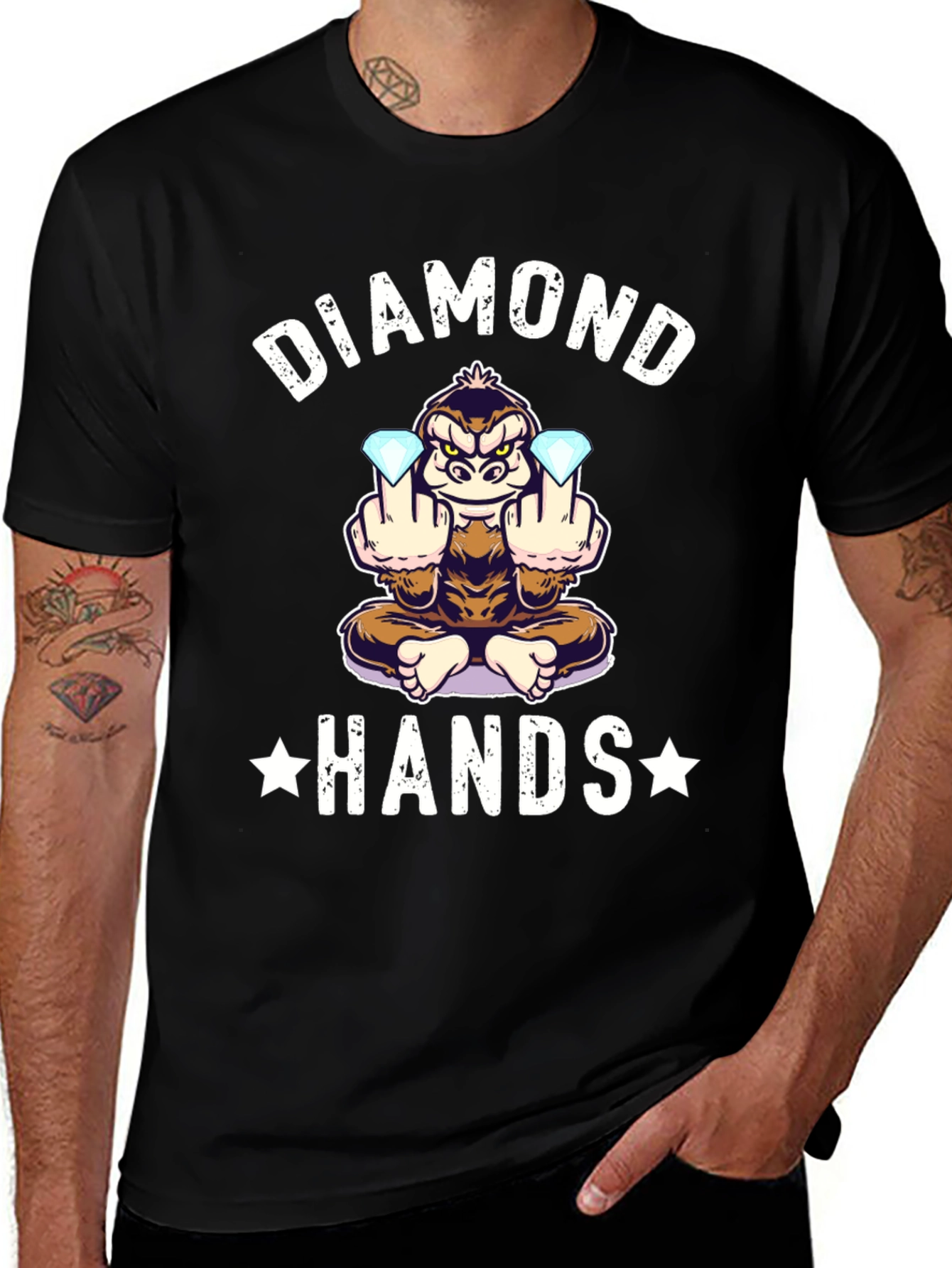 Diamond Hands Monkey T-Shirt - Black