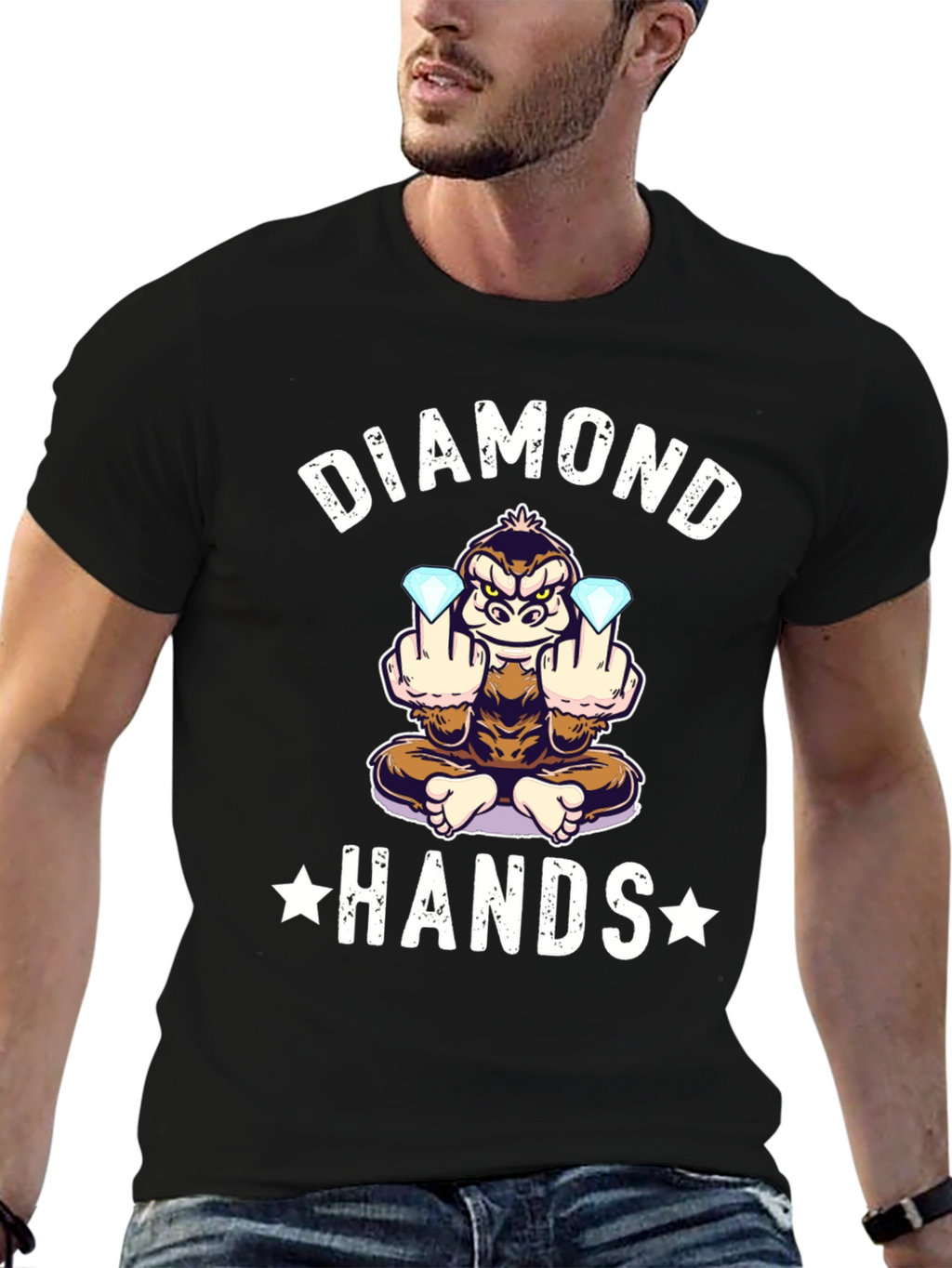 Diamond Hands Monkey T-Shirt - Black