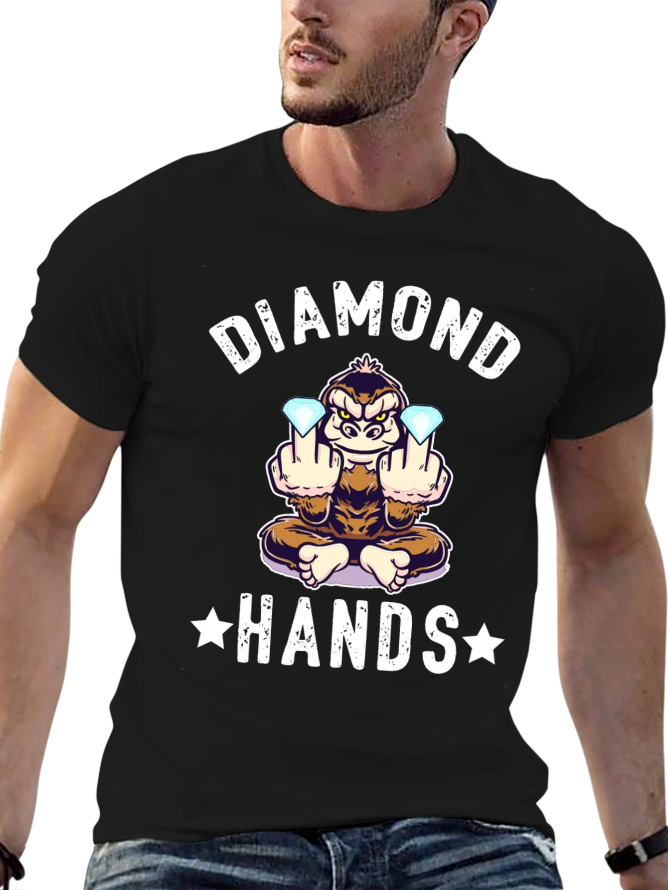 Diamond Hands Monkey T-Shirt - Black