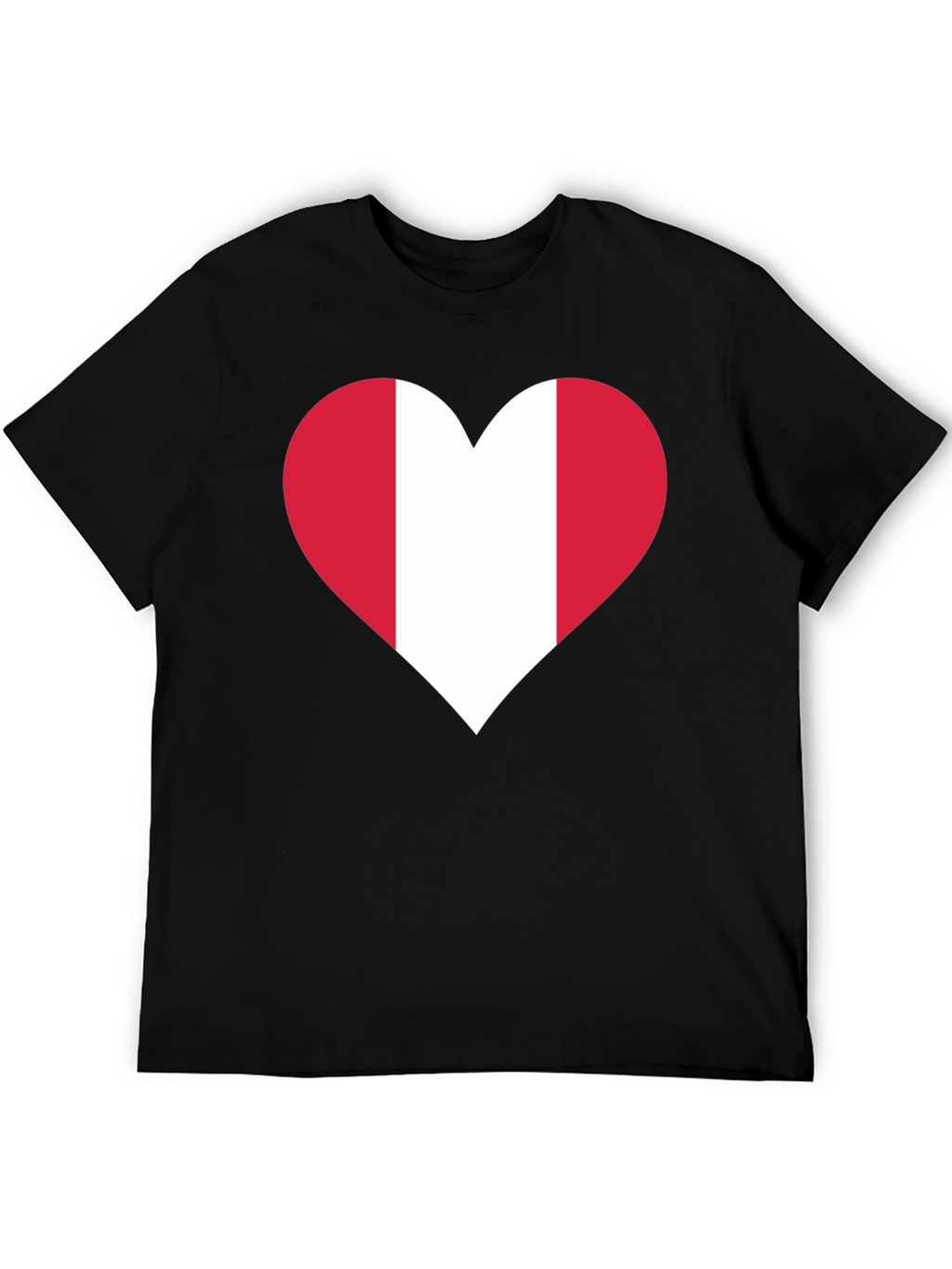 Peru Flag Heart Graphic Tee - Black