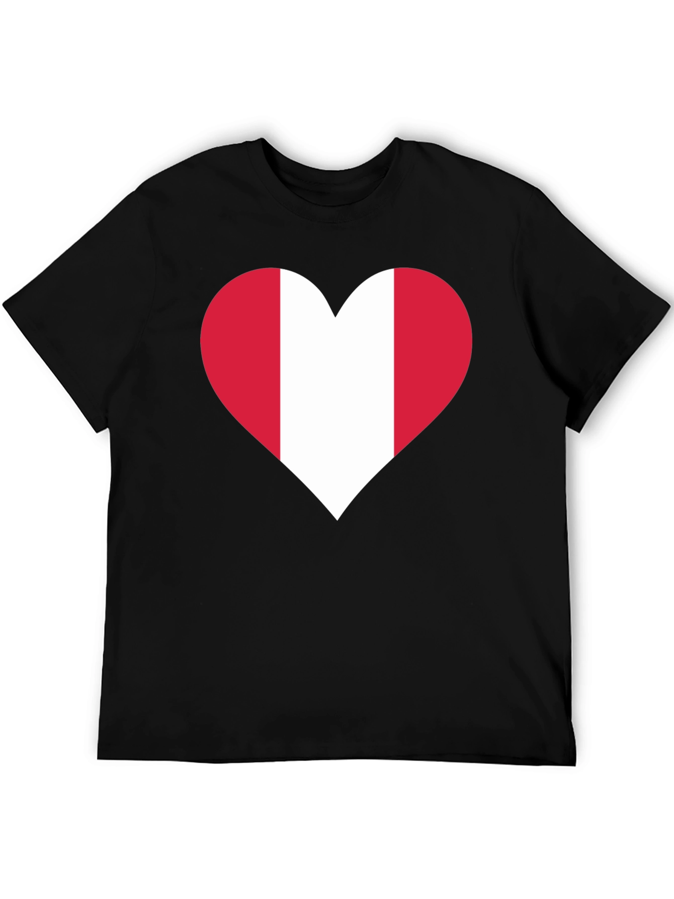 Peru Flag Heart Graphic Tee - Black